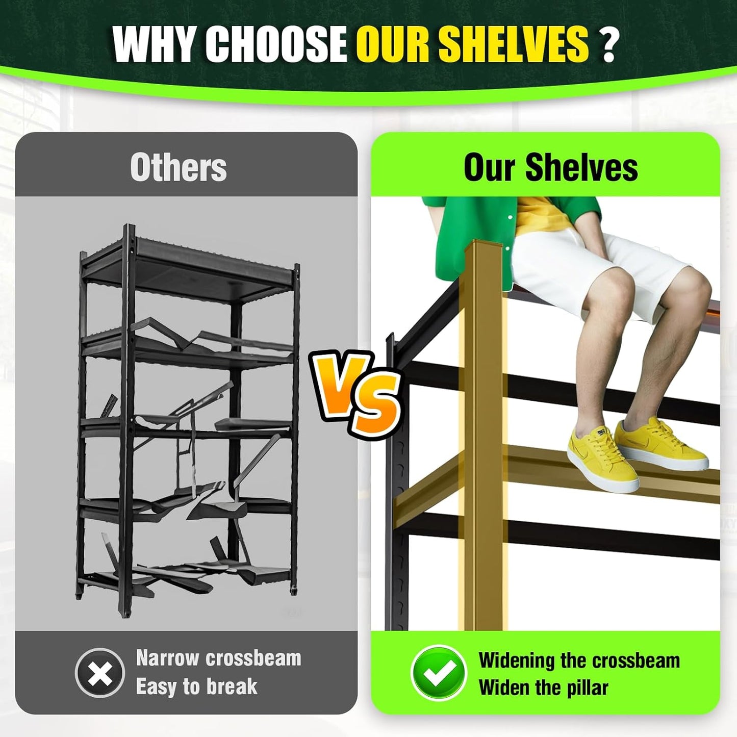 72''H*59''W Storage Shelves,5 Tier Garage Shelving 3500LBS Heavy Duty,Metal Shelves Adjustable Industrial Shelving Units,Rustproof Shelf Rack for Garage, 72''H*59''W*19.7''D