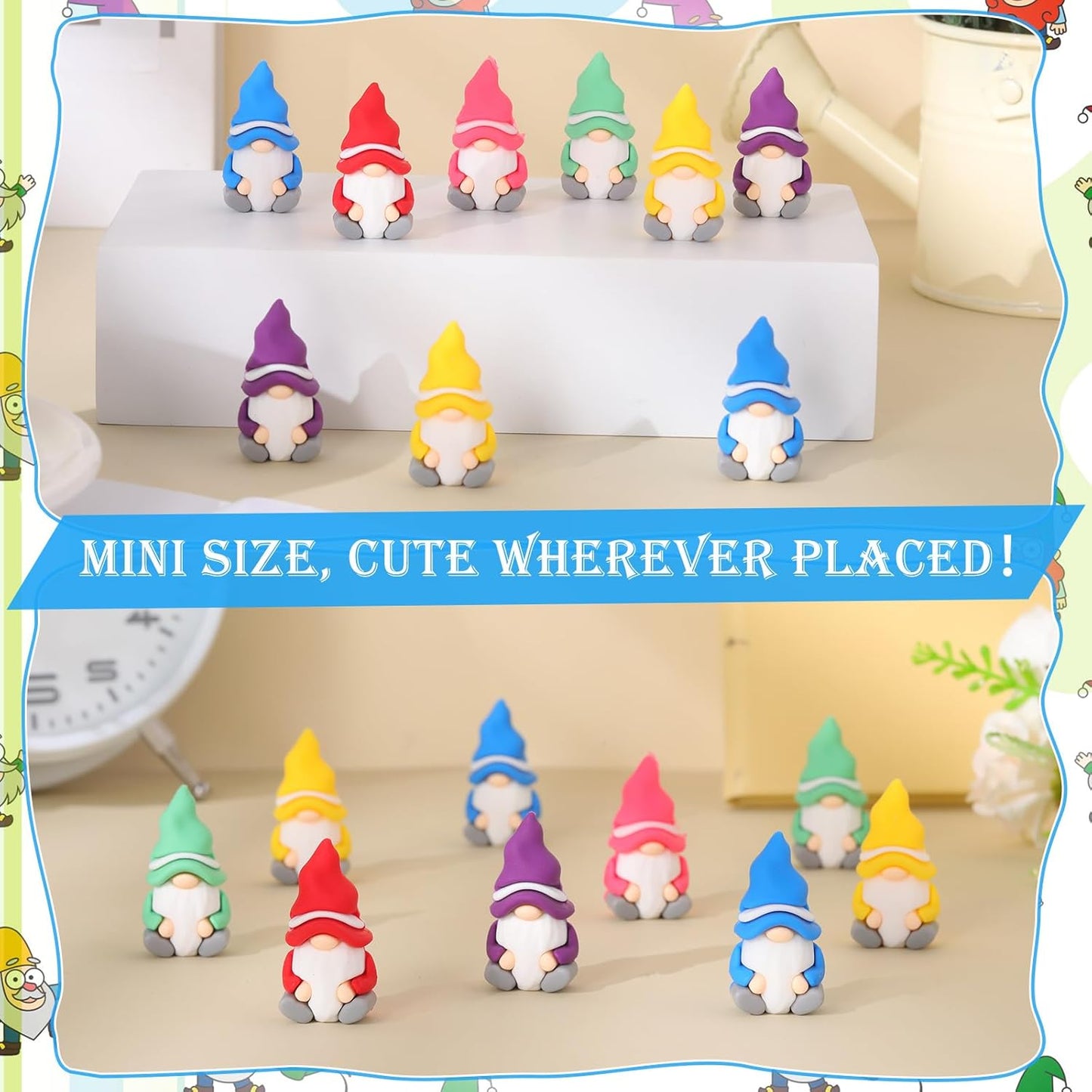 15 Pcs Mini Gnomes Figurines Tiny Fairy Resin Gnomes Statue Garden Bulk for Goody Bag Stuffers Filler Party Favors Gifts Decor Dwarf Statues Garden Dollhouse Micro Landscape Accessories