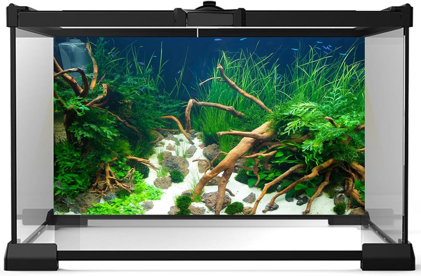 Aquarium Background Various Underwater Grass Plants Aquarium Backdrop Vivid and Fresh Green Aquatic Plants Stone River Bed and Dead Wood Yellow Stone Fish Tank Background 30x18in