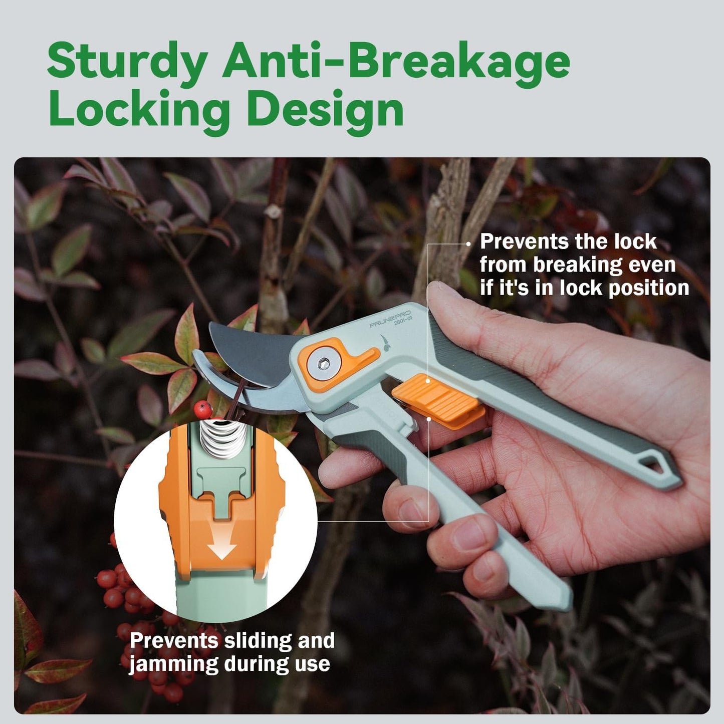 PrunePro 8" Professional Pruning Shears for Gardening Bypass Hand Pruner Stainless Steel Sharp Garden Scissors Plant Flower Rose Garden Clipper - 2 Pack