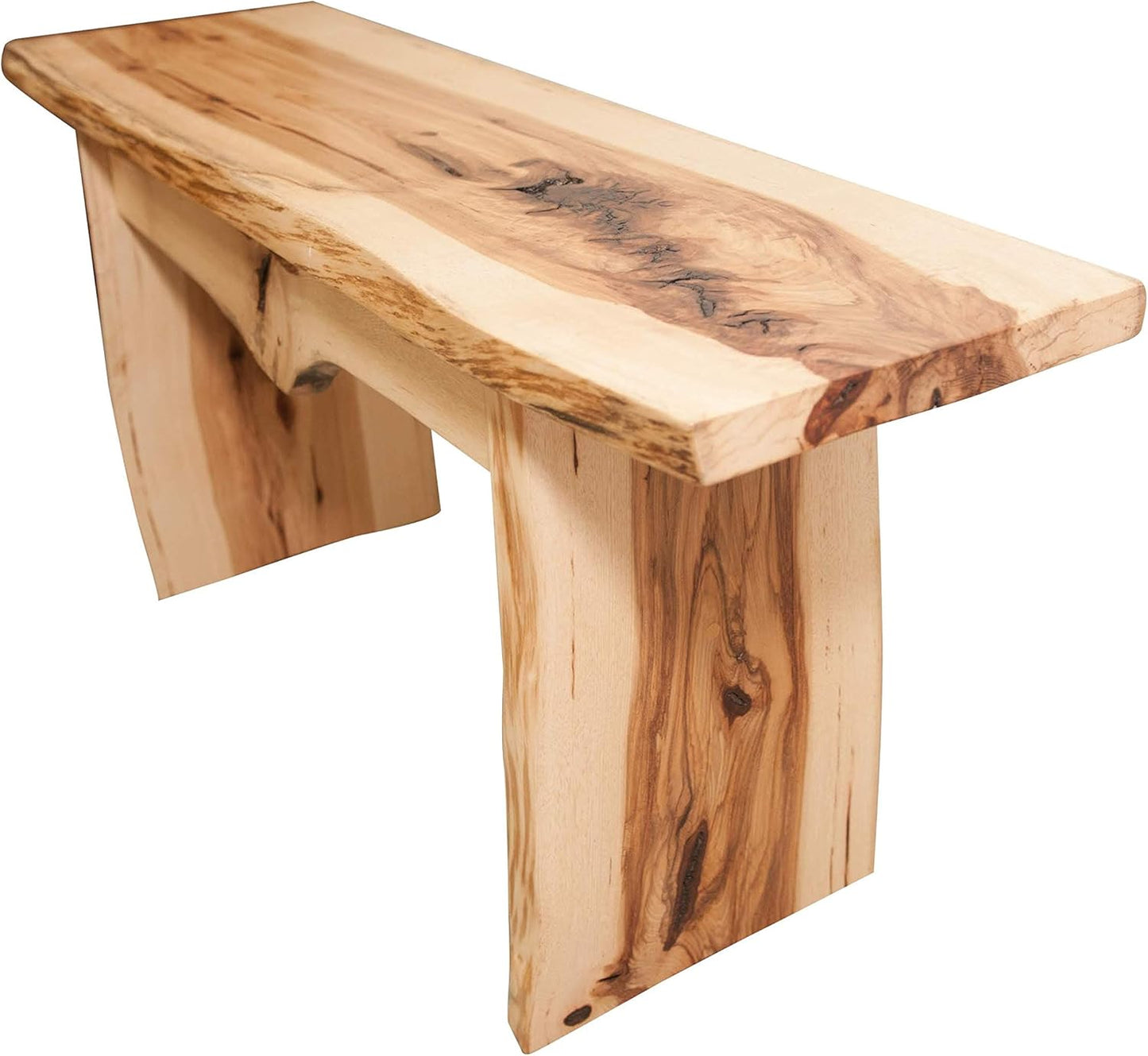 Rustic Red Door Co. Live Edge Wooden Bench - Solid Wood Dining Bench Furniture - Natural Edge Wooden Slab Bench (3' Long, Hickory Wood with Clear Coat)