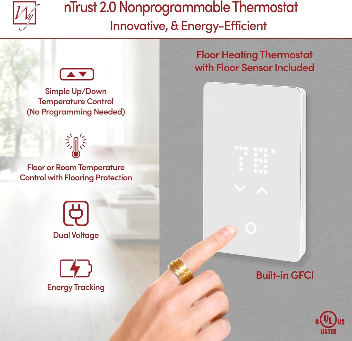99 Sqft Heated Floor Mat Kit with Radiant Floor Heating System Thermostat UTN5, Two Sensors, Tester, 240V Electric Radiant Floor Heating Mat installs under Bathroom Tile, Vinyl - WarmlyYours TempZone