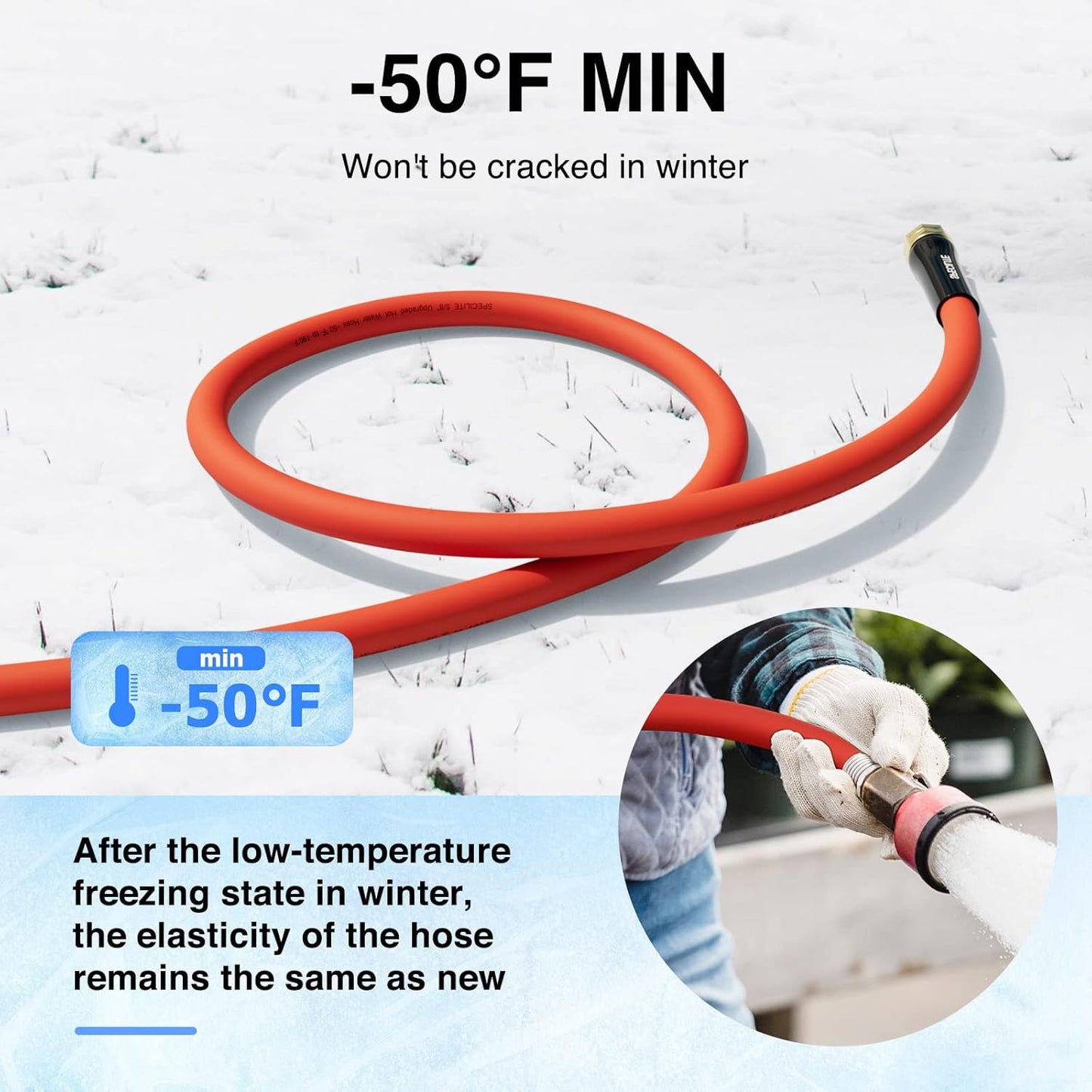3/4" Hot/Cold Garden Water Hose 150 ft, -50℉-190℉,Flexible & Lightweight With 3/4" Brass Fittings for Yard, Outdoor, Farm, Red