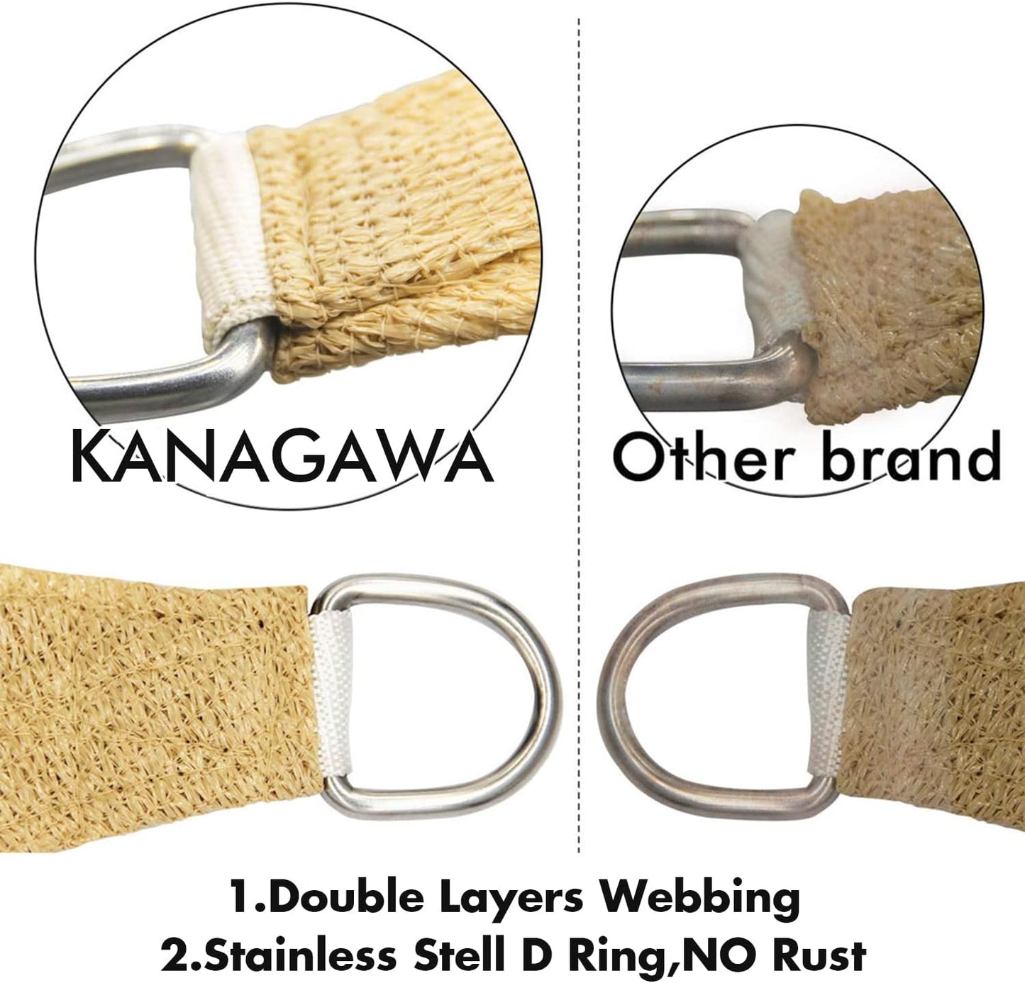 KANAGAWA 14'X22' Sand Custom Size Sun Shade Sail Rectangle UV Block Canopy Cover for Patio Backyard Lawn Garden Outdoor (Customized Available)