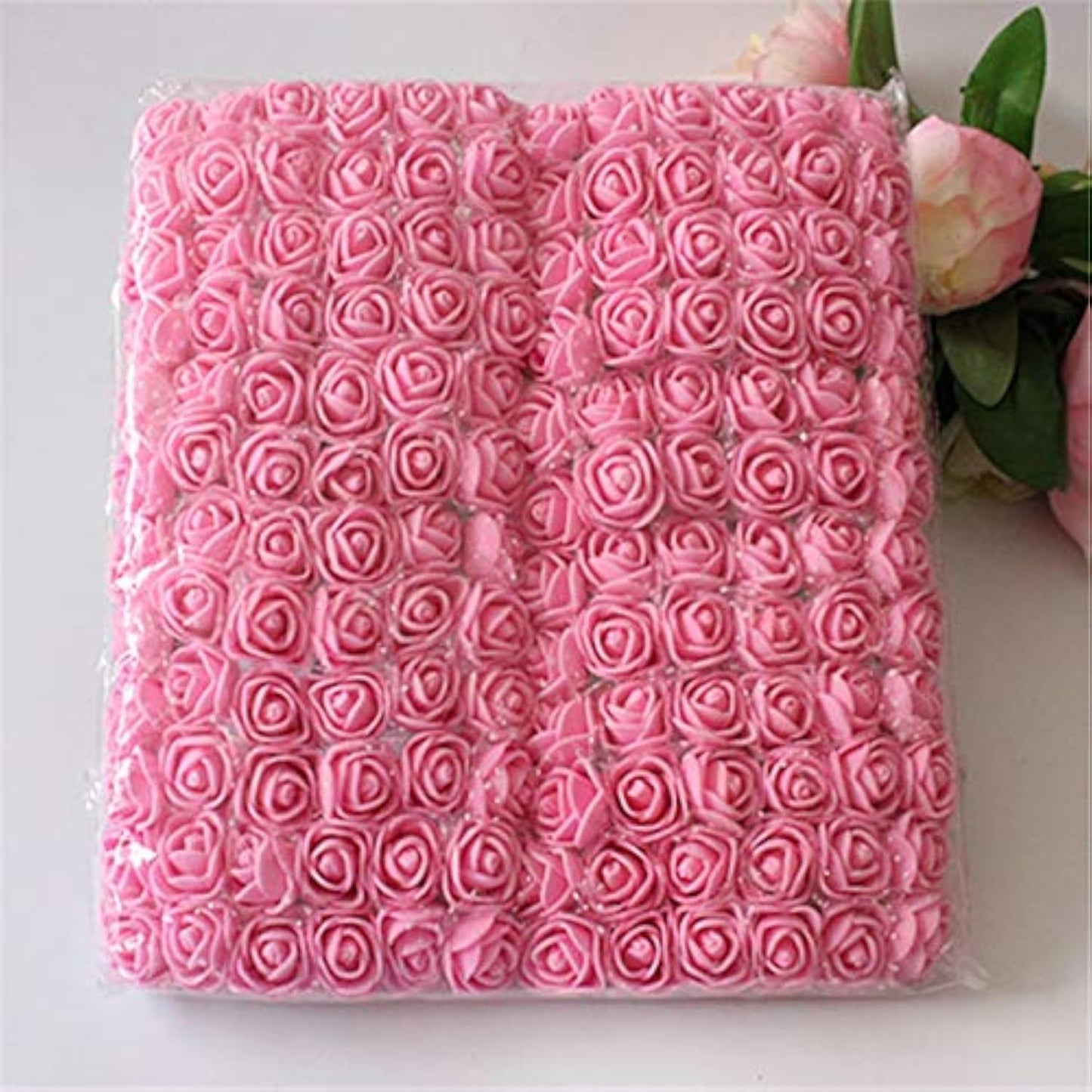 Foam Rose Fake Flowers for Crafts 144 pcs 2 cm Mini Wreaths Artificial Flower Bouquet Multicolor Rose Flower Wedding Scrapbooking Decoration Rose Fake Flower(Pink)