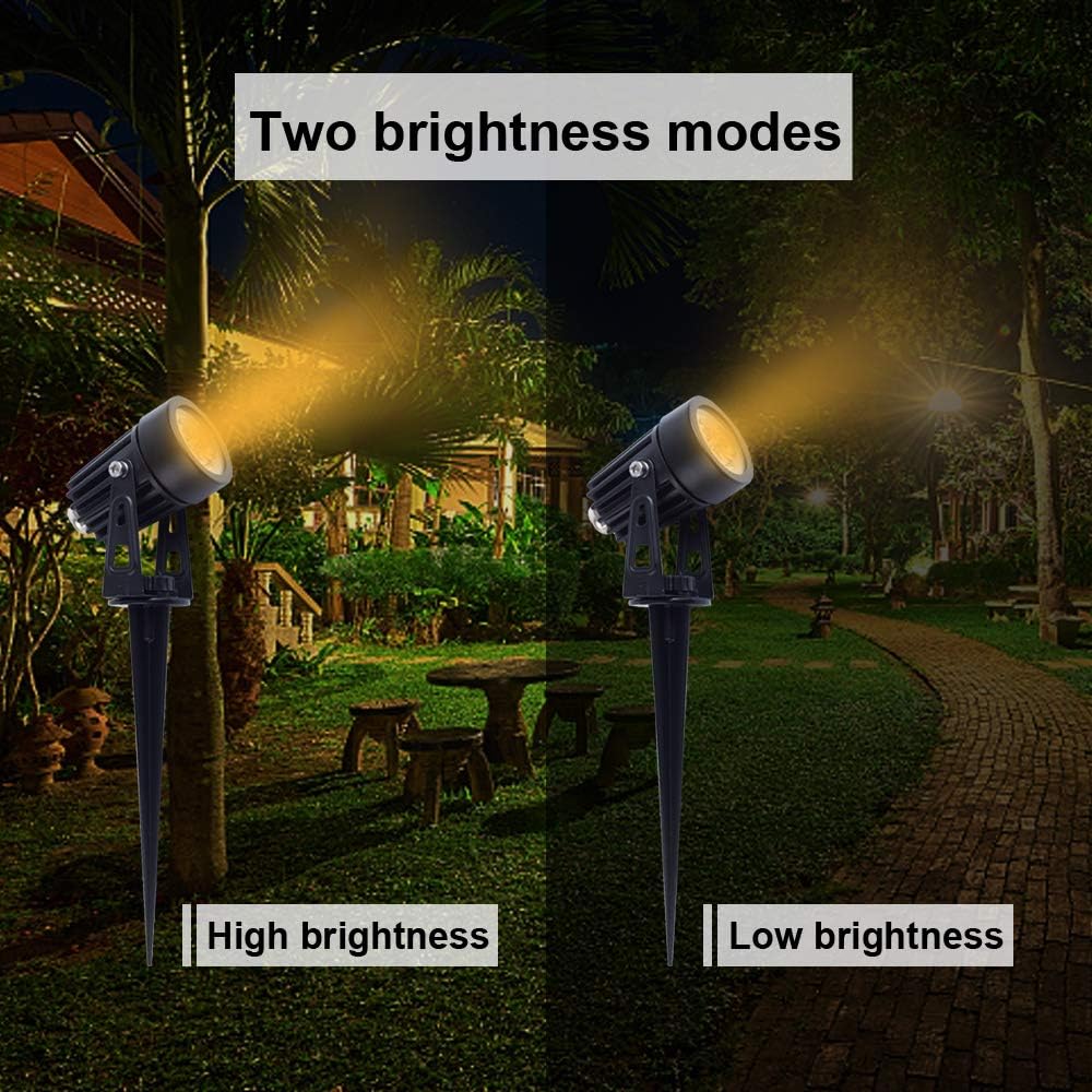 APONUO Metal Solar Spot Lights Outdoor with 9.8ft Cable Solar Powered Landscape Lighting Low Voltage IP65 Waterproof Auto On/Off for Outside Garden Yard Landscape Pathway Garage-Warm White(1-in-1)