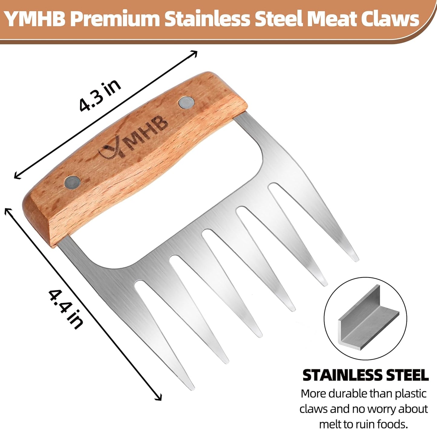Metal Meat Shredder Claws - BBQ Grilling Gifts for Men & Women, Shredding Claws for Pulled Pork - Christmas Gifts for Dad, Father, Husband
