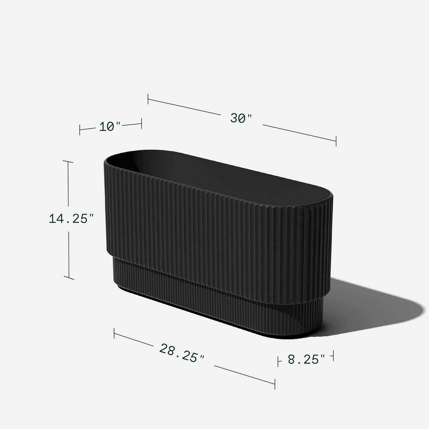 Veradek Demi Series Long Planter for Porch, Patio, Backyard | Durable Plastic-Stone Composite Material | Modern Décor for Shrubs, Flowers