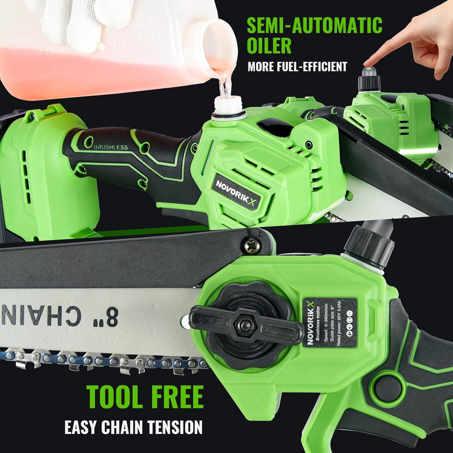 2-in-1 Cordless Pole Saw & Mini Chainsaw 20V 3.0AH 8-Inch 15FT Reach Electric Tree Trimmer Battery Powered Chainsaw with Extension Pole for Tree Trimming Branch Cutting Pruning