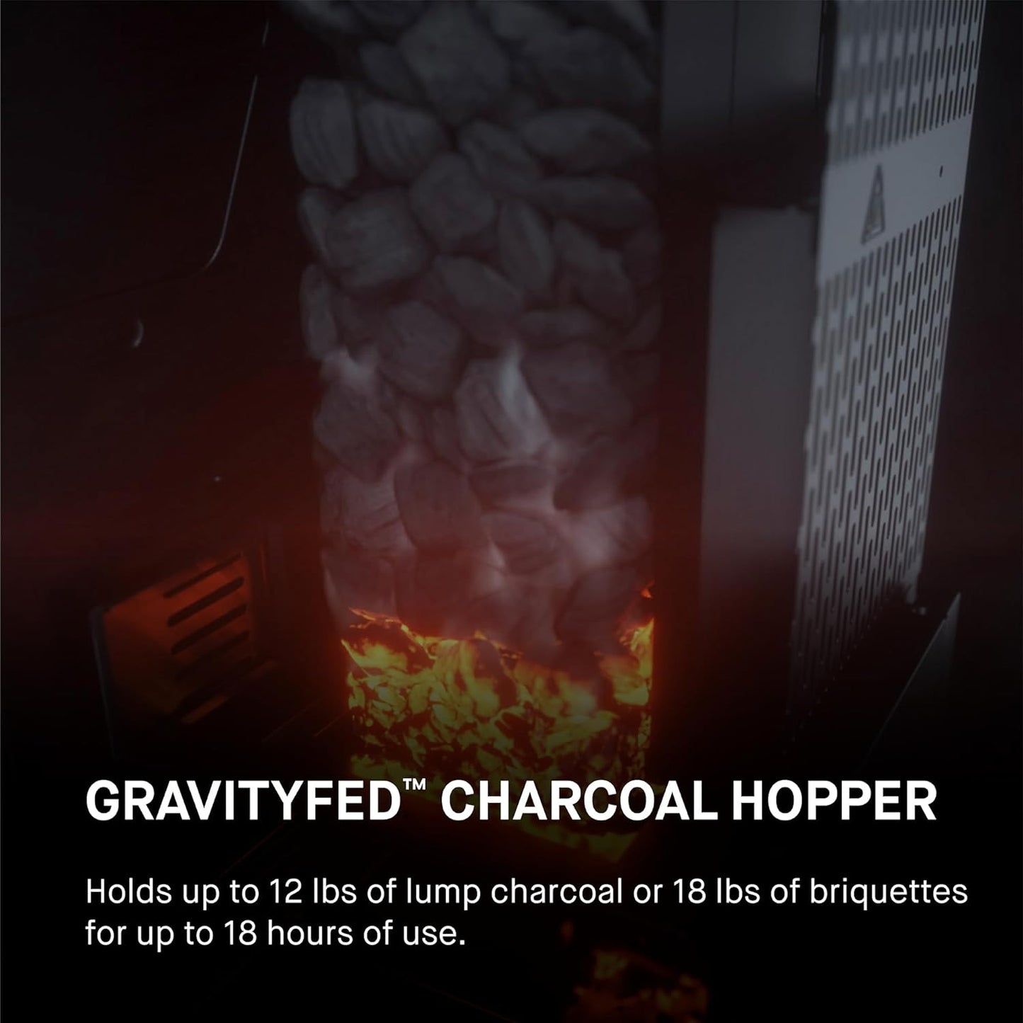 Masterbuilt® Gravity Series® 600 Digital Charcoal Grill and Smoker,WiFi Technology, GravityFed™ Charcoal Hopper, 600 Cooking Sq. Inches, Reversible Smoke&Sear Cast Iron Grates, Black, Model MB20041023