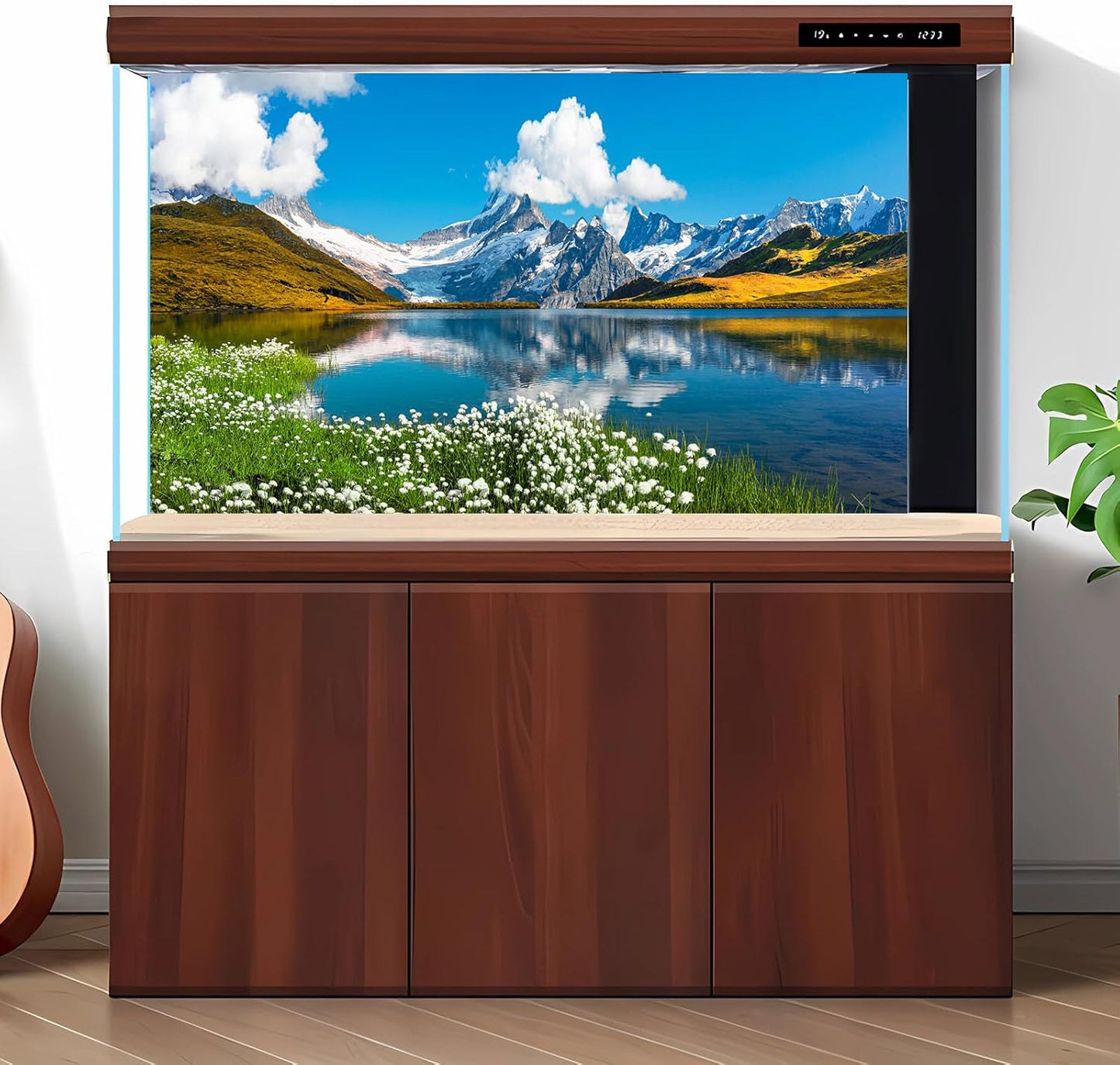Mountains Lake Aquarium Background Bernese range View Fish Tank Background Switzerland Alps Grindelwald Valley Lake Terrarium Background Fantastic Natural Landscape Aquarium Fish Tank Decors 36x20in