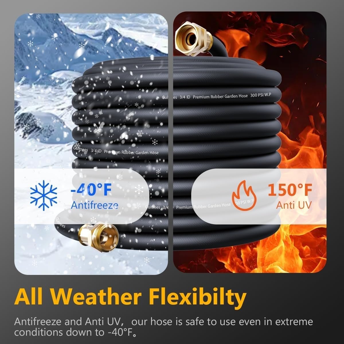 Leader Garden Hose 15ft x 3/4", Heavy Duty Short Water Hose, Male to Female Fittings, Five Layered Braiding for Durability, 1000PSI Burst, 300PSI Working (Black)