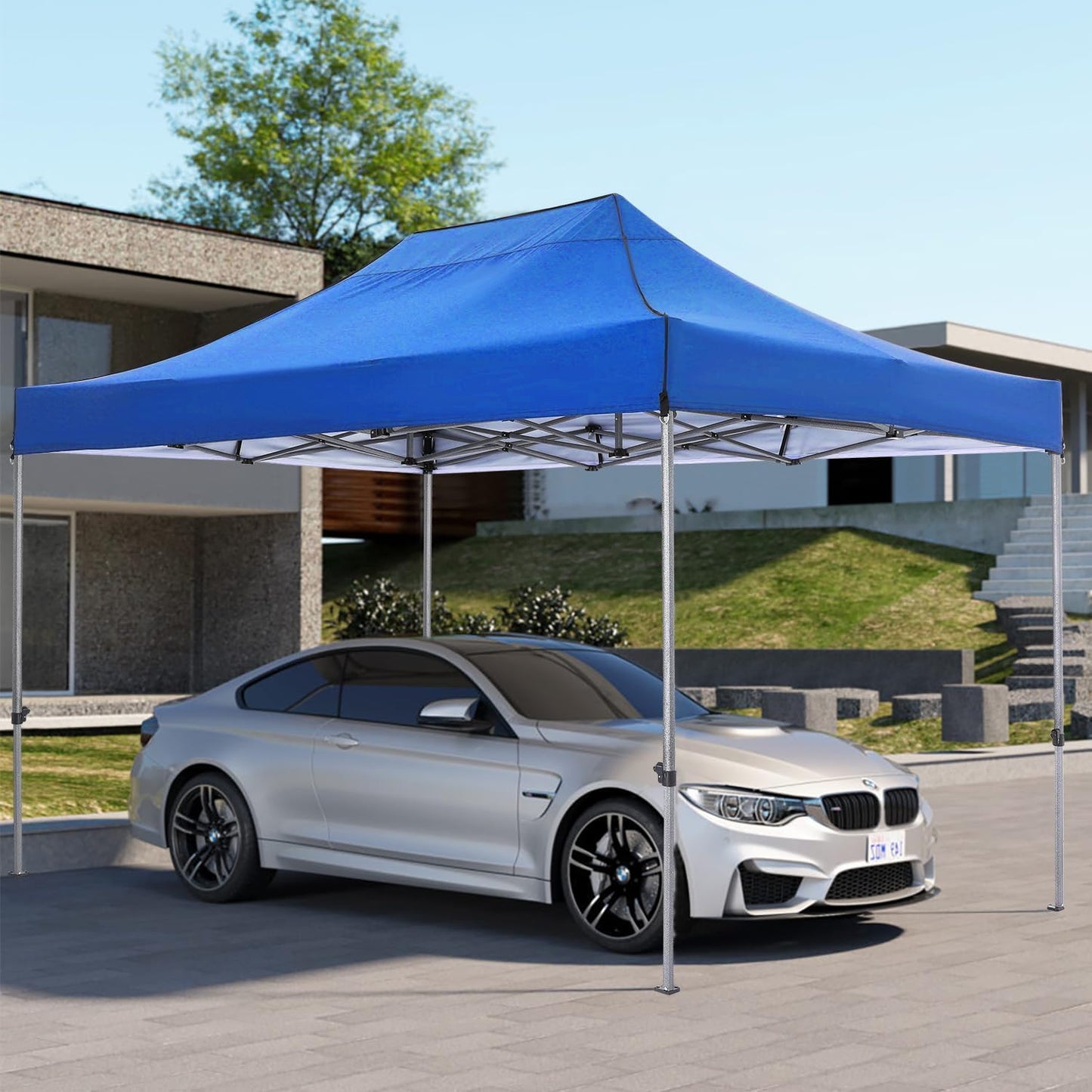 COBIZI 10x15 FT Heavy Duty Pop up Canopy Tent with 4 sidewalls Commercial Outdoor Canopy Wedding Party Tents for Wedding All Season Wind & Waterproof Gazebo with Carry Bag, Blue(Frame Thickened)