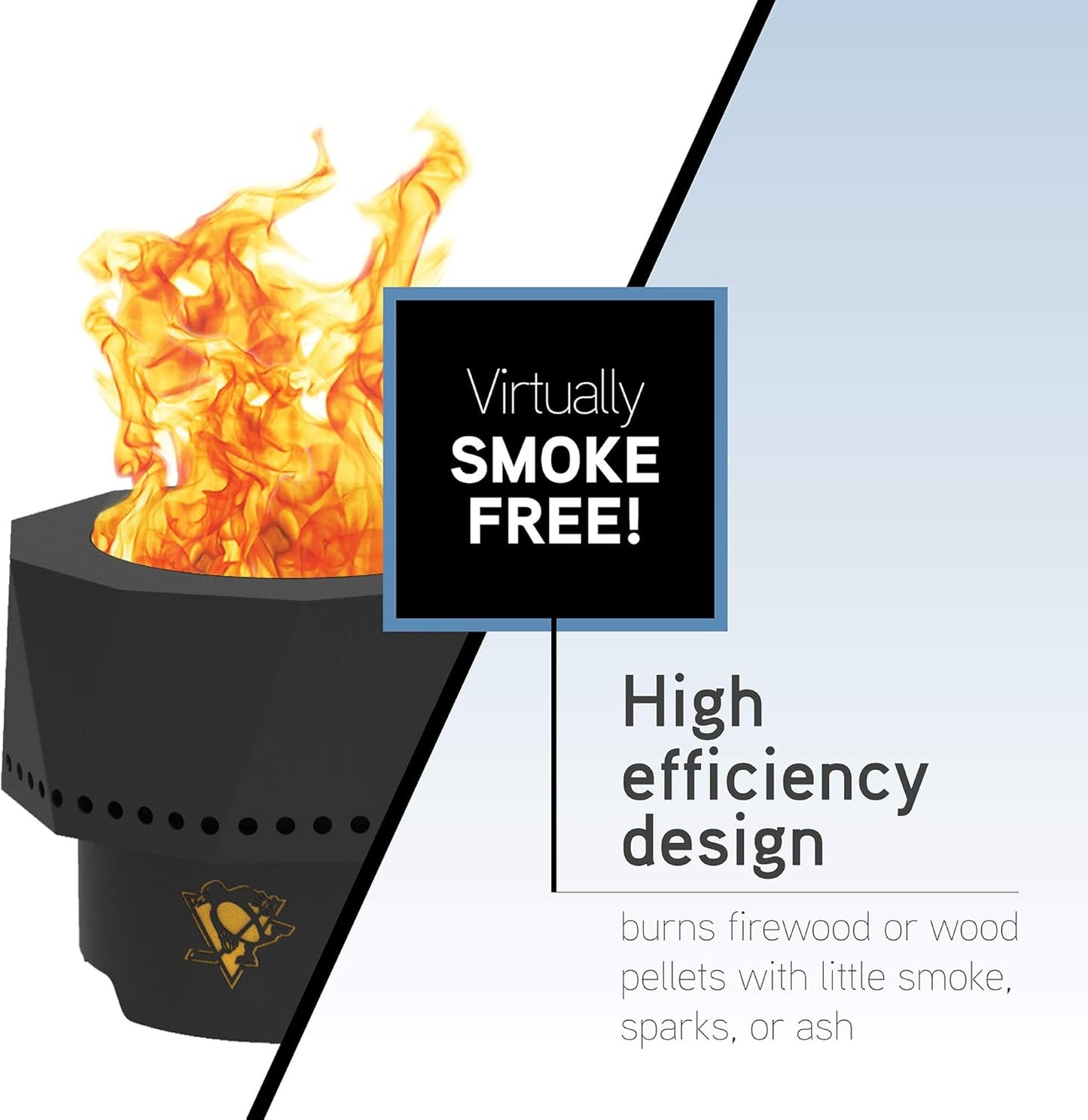 Blue Sky Outdoor Living NHL Florida Panthers Ridge Portable Steel Smokeless Fire Pit with Carrying Bag, Firewood and/or Wood Pellet Burning