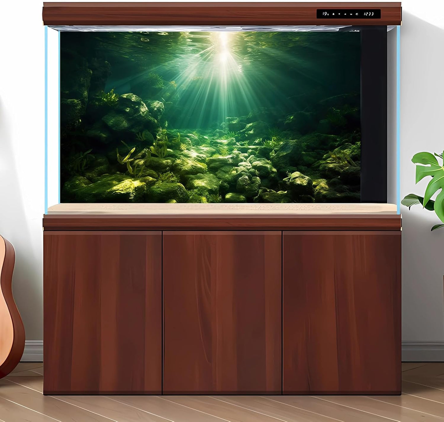 Underwater Sunray Aquarium Background Deep Ocean Rock Cave Fish Tank Background Under The Sea Coral Reef Aquarium Backgrounds Ocean Floor Tropical Fish Terrarium Backgrounds 30x12in