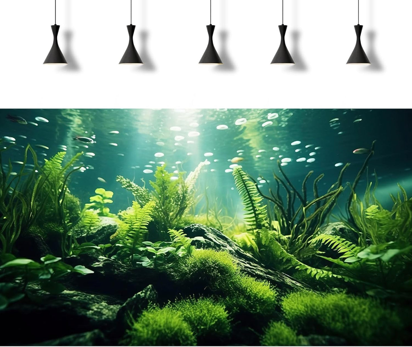 Underwater Fish Tank Background Under The Sea Aquatic Plants Aquarium Background Ocean Floor Rock Terrarium Backgrounds Tropical Fish Green Seaweeds Aquarium Backgrounds for Fish Tank Decor 30x18in