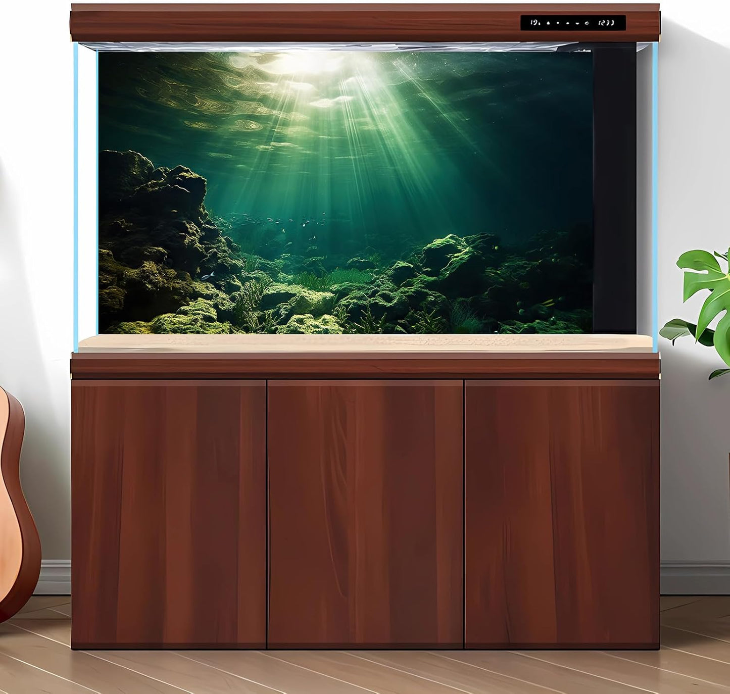 Under The Sea Aquarium Background Underwater Fish Tank Background Ocean Floor Rock Cave Sunray Terrarium Backgrounds Tropical Fish Ocean World Aquarium Reptile Tank Backgrounds 72x16in
