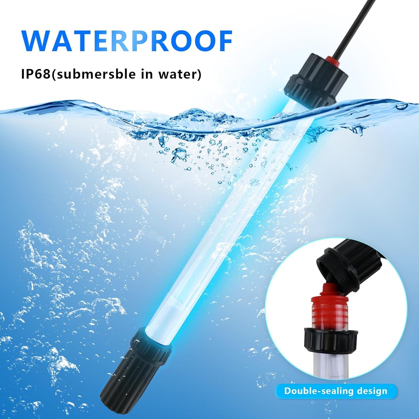 18W Aquarium UV Light for 100-1000 Gallon, UV Pond Water Clarifier for Koi Pond, Swimming Pool, Spa, Large Fish Tank, Cold Plunge UV Light for Pond Algae Control