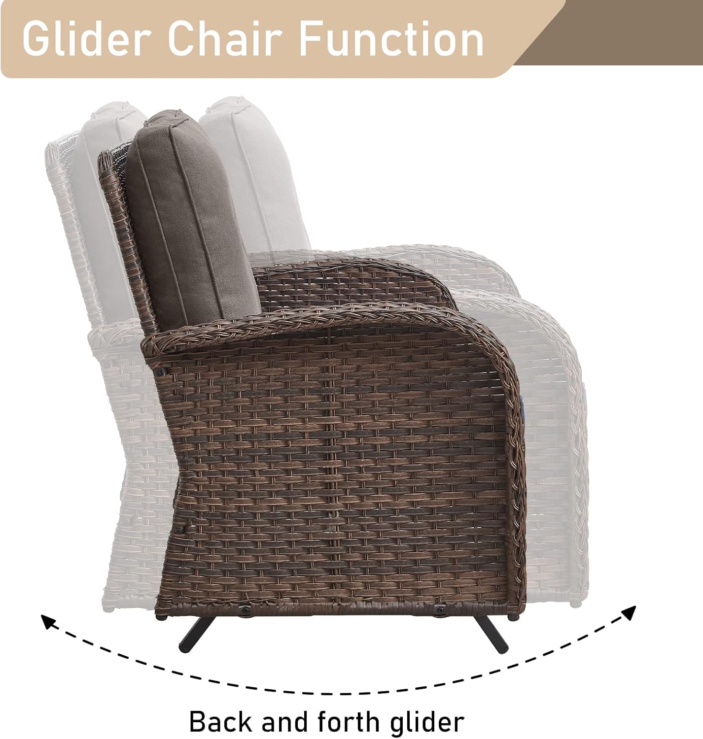 HUMMUH 5-Piece Patio Furniture PE Wicker Outdoor Conversation Set,All-Weather Rattan Swivel Chairs Outdoor Glider Couch for Backyard,Poolside,Deck
