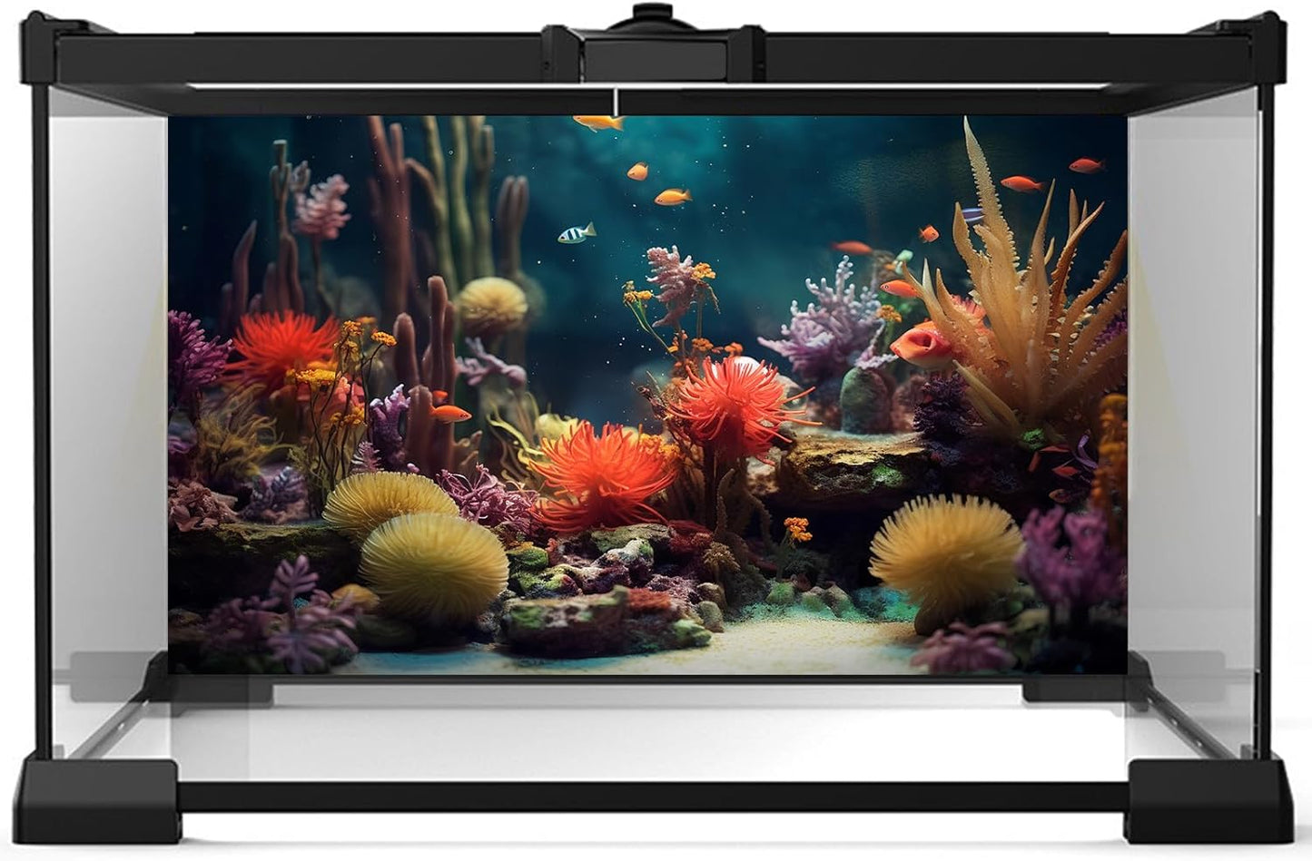 Aquarium Background Beautiful Colorful Coral Reef Aquatic Plants Terrarium Background Rock Tropical Fish Jungle Style Fish Tank Background Colorful Under Water View Aquarium Backdrop Vinyl 30x18in