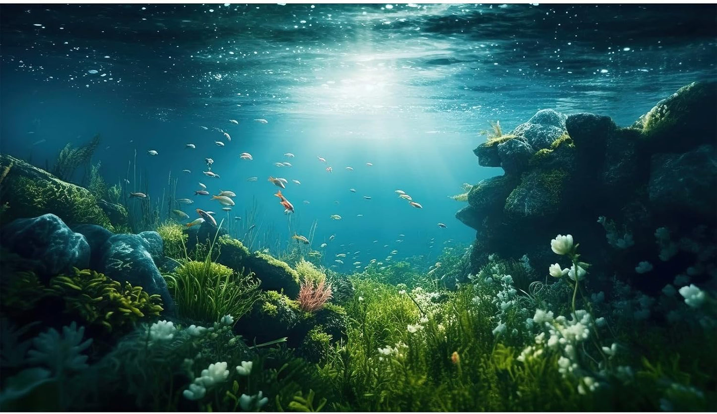 Underwater Aquarium Background Under The Sea Fish Tank Background Ocean Floor Green Aquatic Plants Aquarium Backgrounds Deep Sea Sunray Tropical Fish Aquarium Tank Backgrounds 48x20in