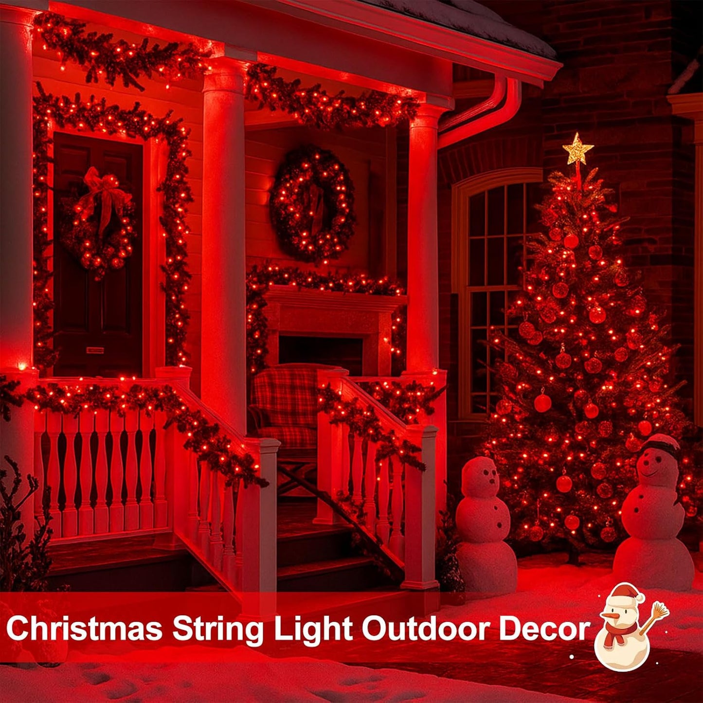 Extra-Long 144FT Solar String Lights for Outside, 2 Pack 400LED Solar Fairy Lights Outdoor, Waterproof Copper Wire with 8 Modes Twinkle Lights for Tree Garden Party Xmas Wedding Decor (Red)