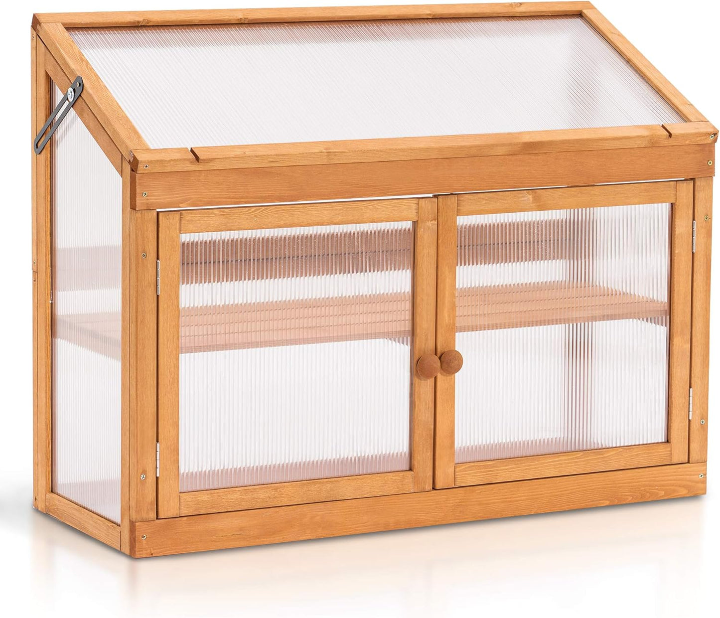 MCombo 2-Tier Wooden Cold Frame Garden Greenhouse Raised Flower Planter Shelf Bed Protection 6057-0160 (Orange)