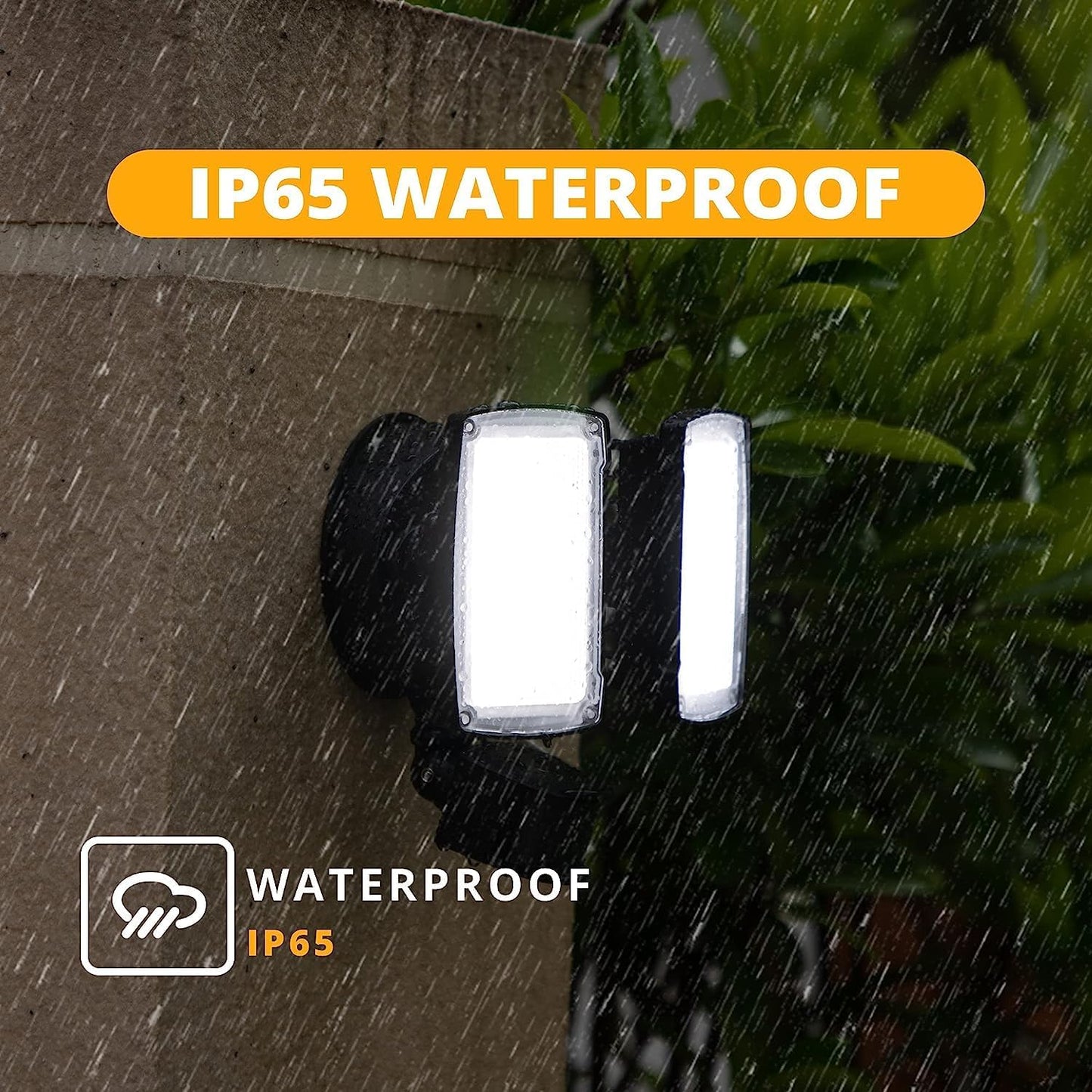 UME 19W LED Flood Light Motion Sensor Outdoor, 2 Adjustable Head, 2000LM, 5000K, IP65 Waterproof, Dusk to Dawn Security Light with Photocell for Exterior,Outside,Garage,House(Black)