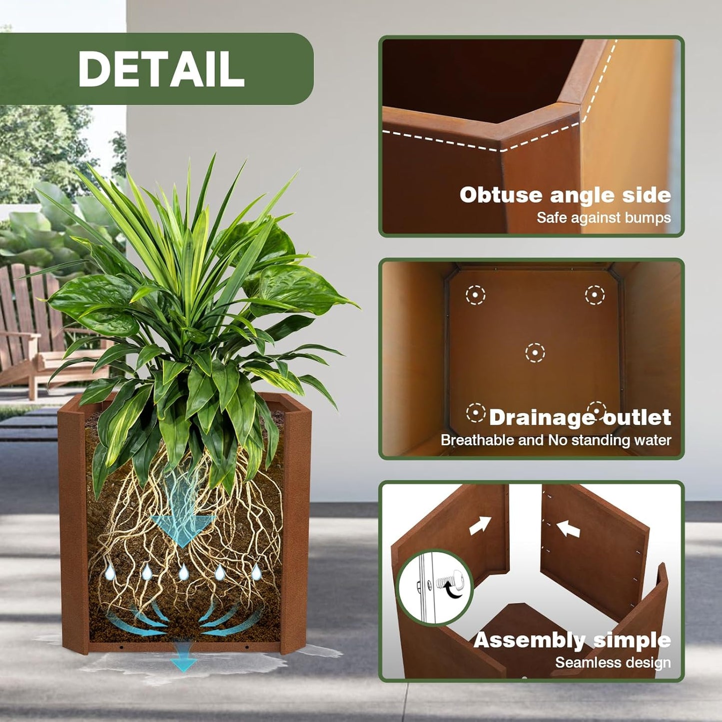 Corten Steel Planter Box-20"x20"x20"-Large Square Planter Matel -Outdoor Indoor- Heavy Duty Rustic Tall Planter Flower Pot Commercial Residential for Patio Porch Deck Home Backyard