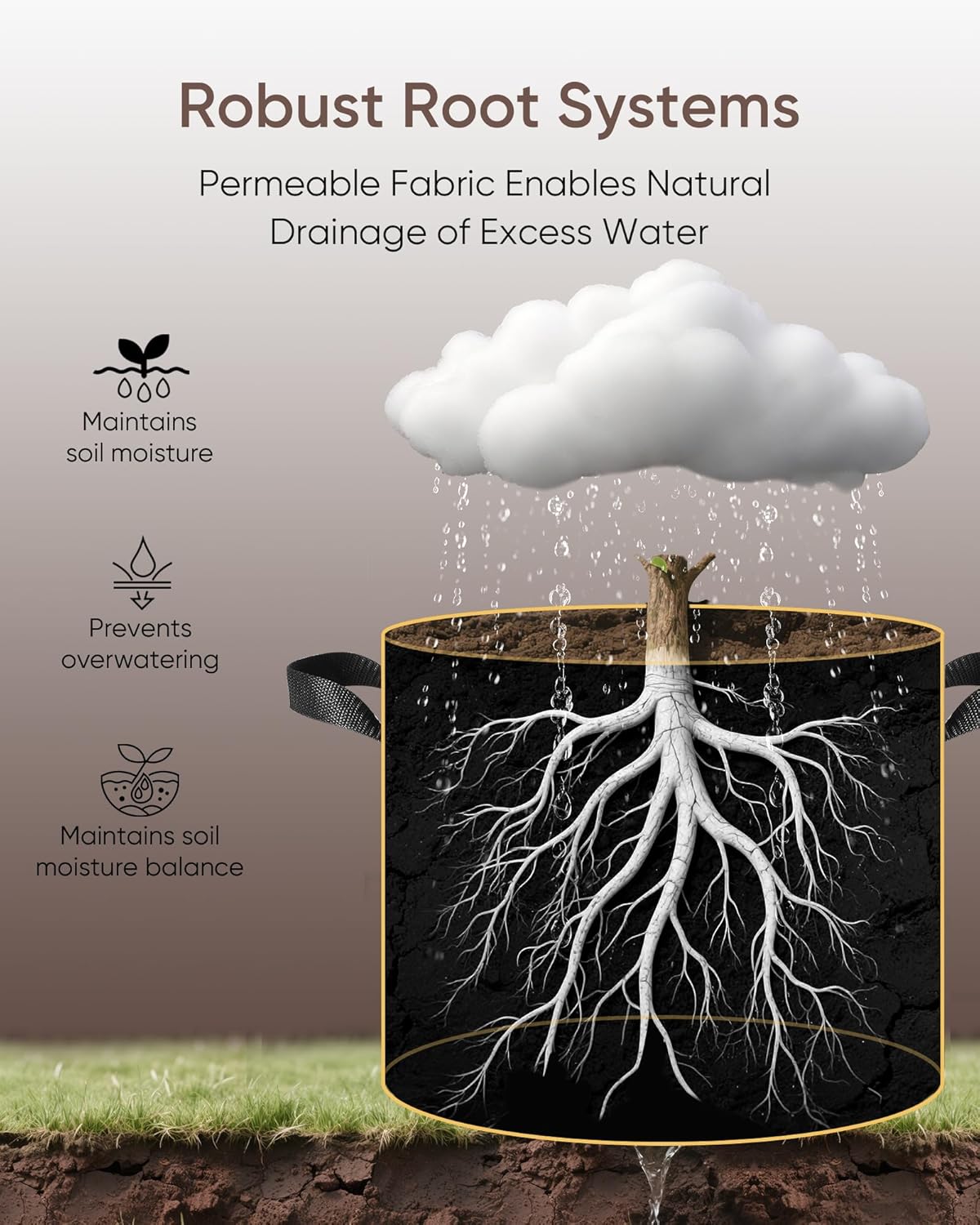 The Growing 5 Pack 1 Gallon Fabric Grow Bags，Thickened Aeration Nonwoven Fabric Plant Pots with Durable Handles,Heavy Duty 300G Planter Pot for Tomato, Fruits, Vegetables and Flowers, Black