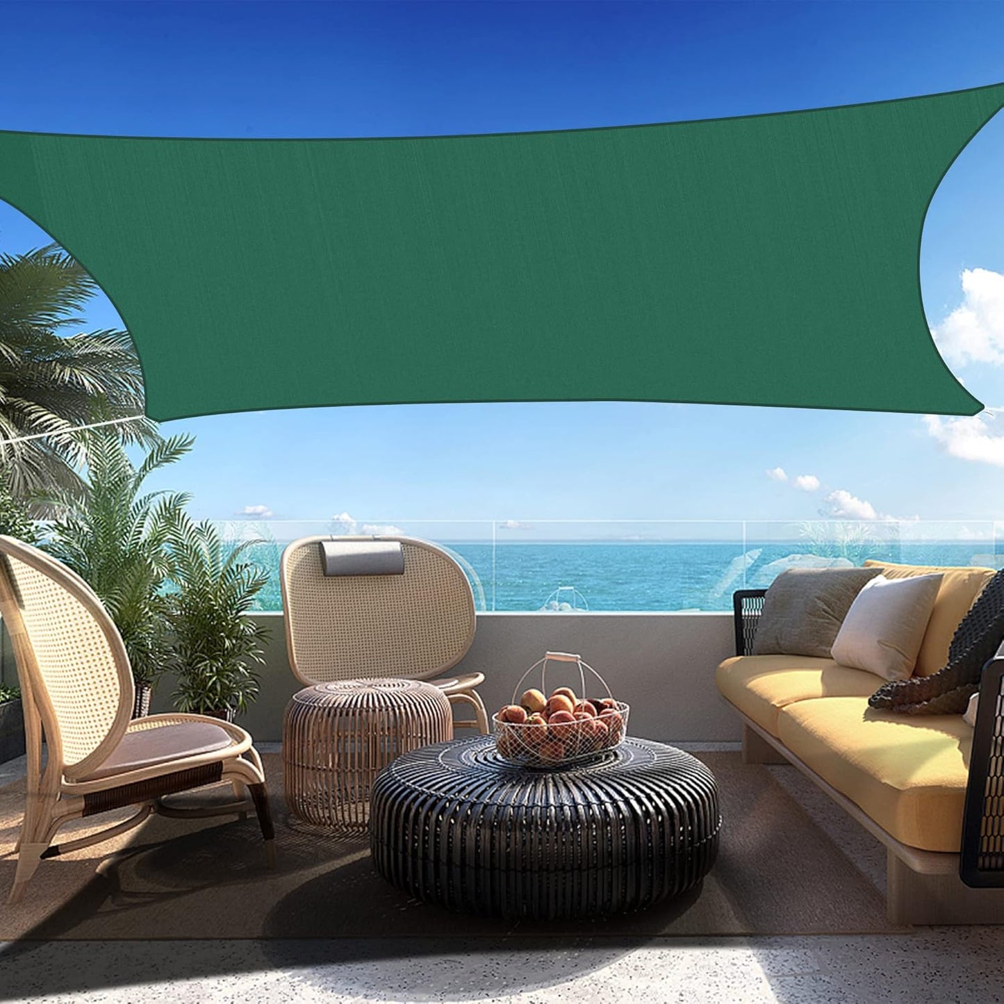 14' x 18' Green Rectangle Sun Shade Sail SSP1212 Canopy Durable Fabric UV Block Awning We Make Custom Orders