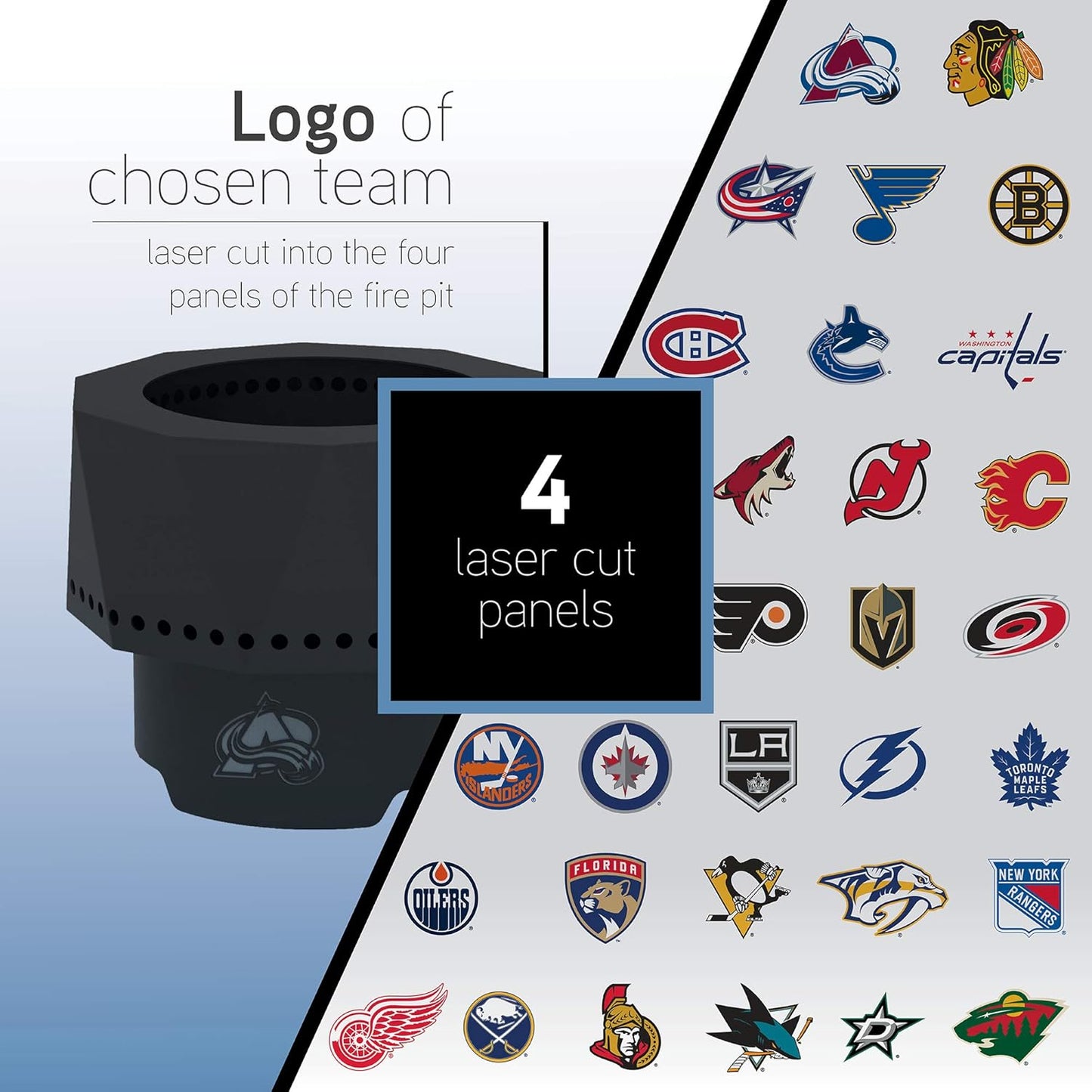 Blue Sky Outdoor Living NHL New York Rangers Ridge Portable Steel Smokeless Fire Pit with Carrying Bag, Firewood and/or Wood Pellet Burning