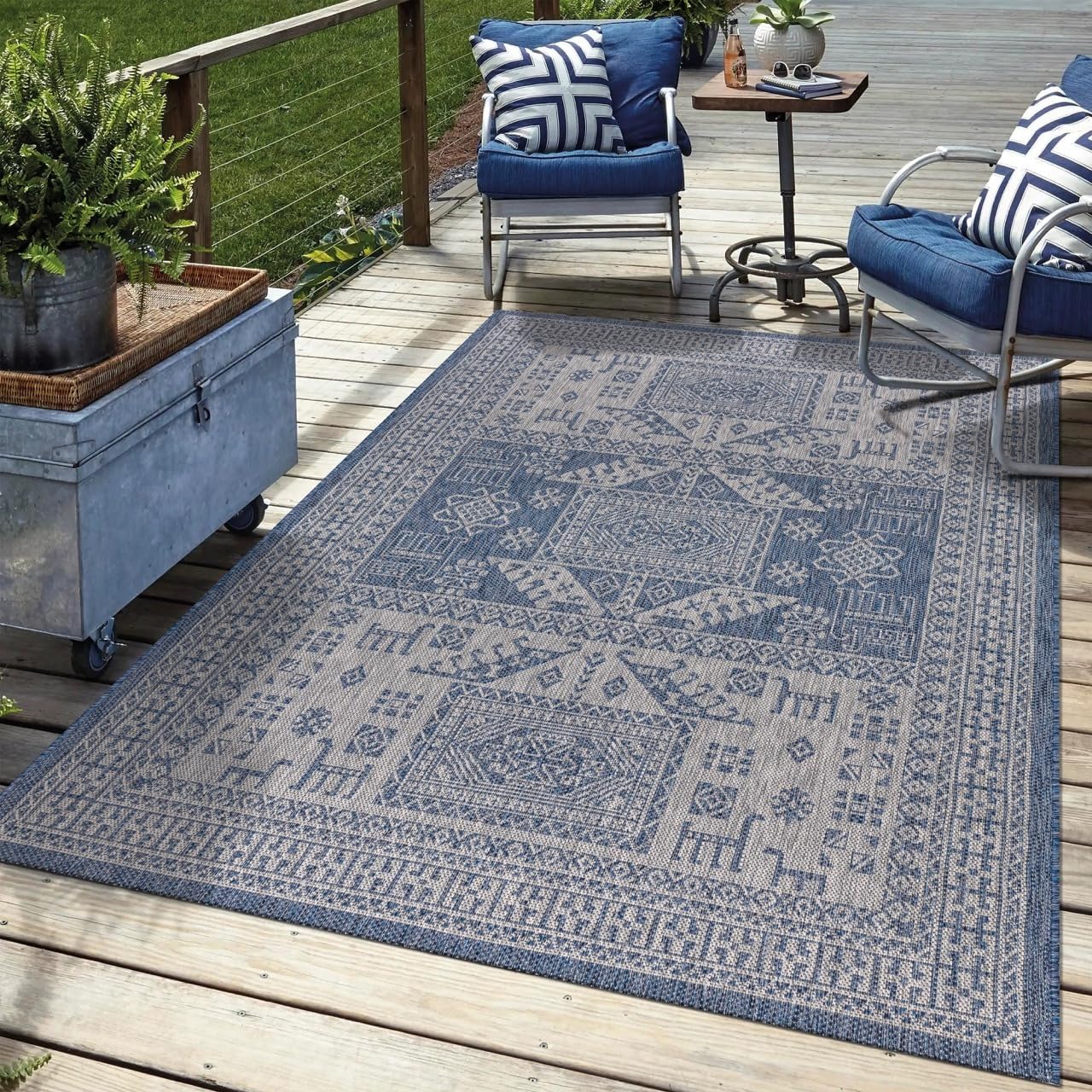 Keen Home Design Terrace Outdoor Area Rug - 9x12 Washable Indoor/Outdoor Rug for Patio, Kitchen, Balcony, Beach, Garden, Deck and Porch, Size: 8'10"x12'