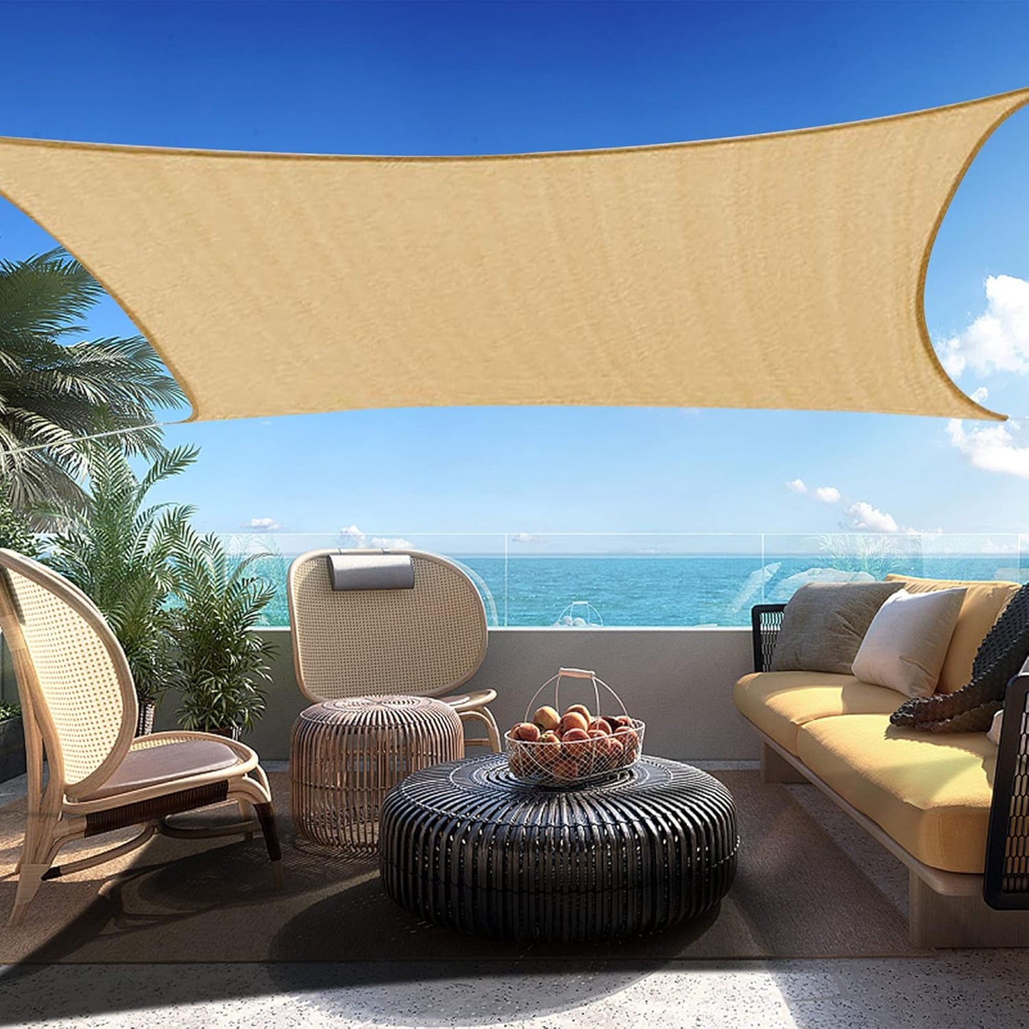 13' x 17' Sand Beige Rectangle Sun Shade Sail SSP1212 Canopy Durable Fabric UV Block Awning,We Make Custom Orders
