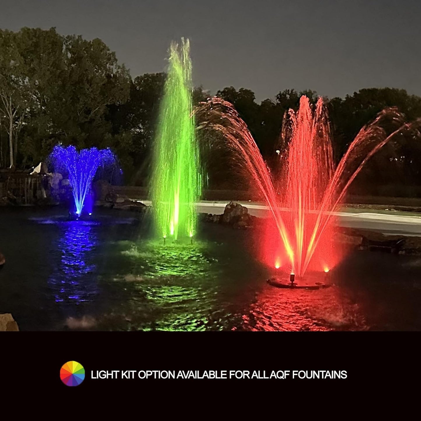 HALF OFF PONDS Floating Fountain – 1.75 HP Pond Aerator with 200' Cord – 14,800 GPH Water Pump –11 Spray Patterns - Energy-Efficient - White LED Lights - for Large Ponds, Lakes & Water Gardens
