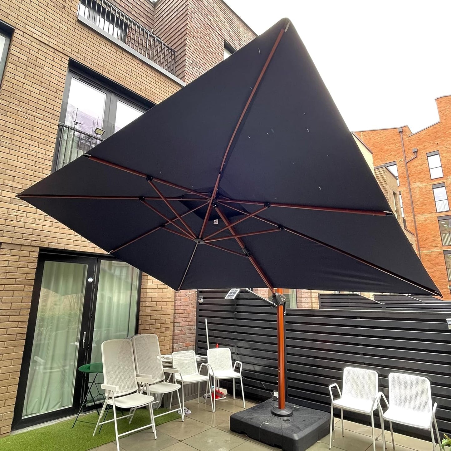 PURPLE LEAF Umbrella 9' X 12' Double Top Deluxe Rectangle Patio Umbrellas Offset Hanging Umbrellas Cantilever Umbrella, Spectrum Indigo
