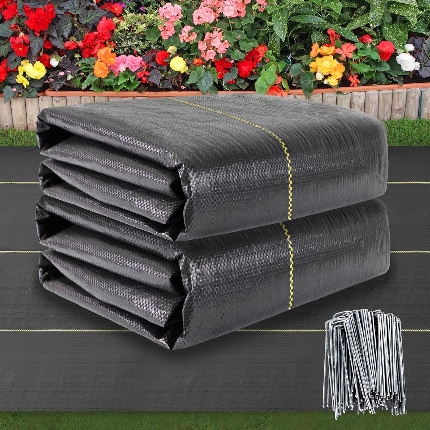 Shade&Beyond 4ftx100ft Weed Barrier Fabric 3.5oz Heavy Duty Landscape Fabric with Superior Permeability Weed Control, Garden Woven Ground Cloth with Staples