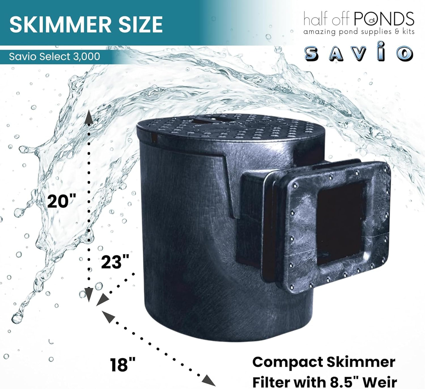 HALF OFF PONDS Savio Select 3,000 GPH Submersible Pump Pond Kit with 20' x 20' PVC Plastic Pond Liner, UV Clarifier for Water Garden & Koi Pond