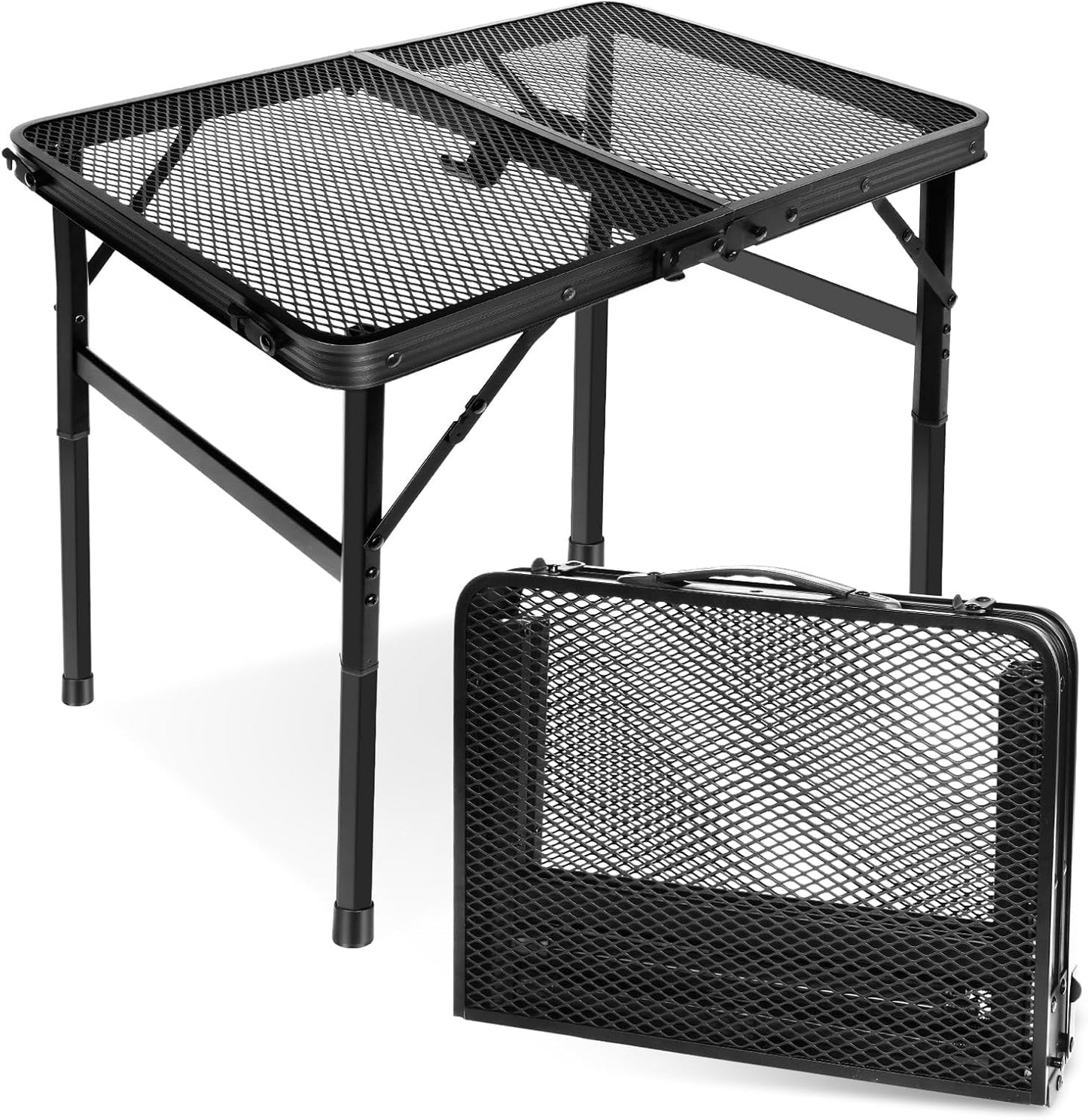 Small Folding Table, Easy for Storage, Compact and Portable Picnic Table for Grill, Outdoor Camping, Garden, Patio, Dining, BBQ, Party, Market, 2Ft (Small, Black), 23.6" L x 15.8" W