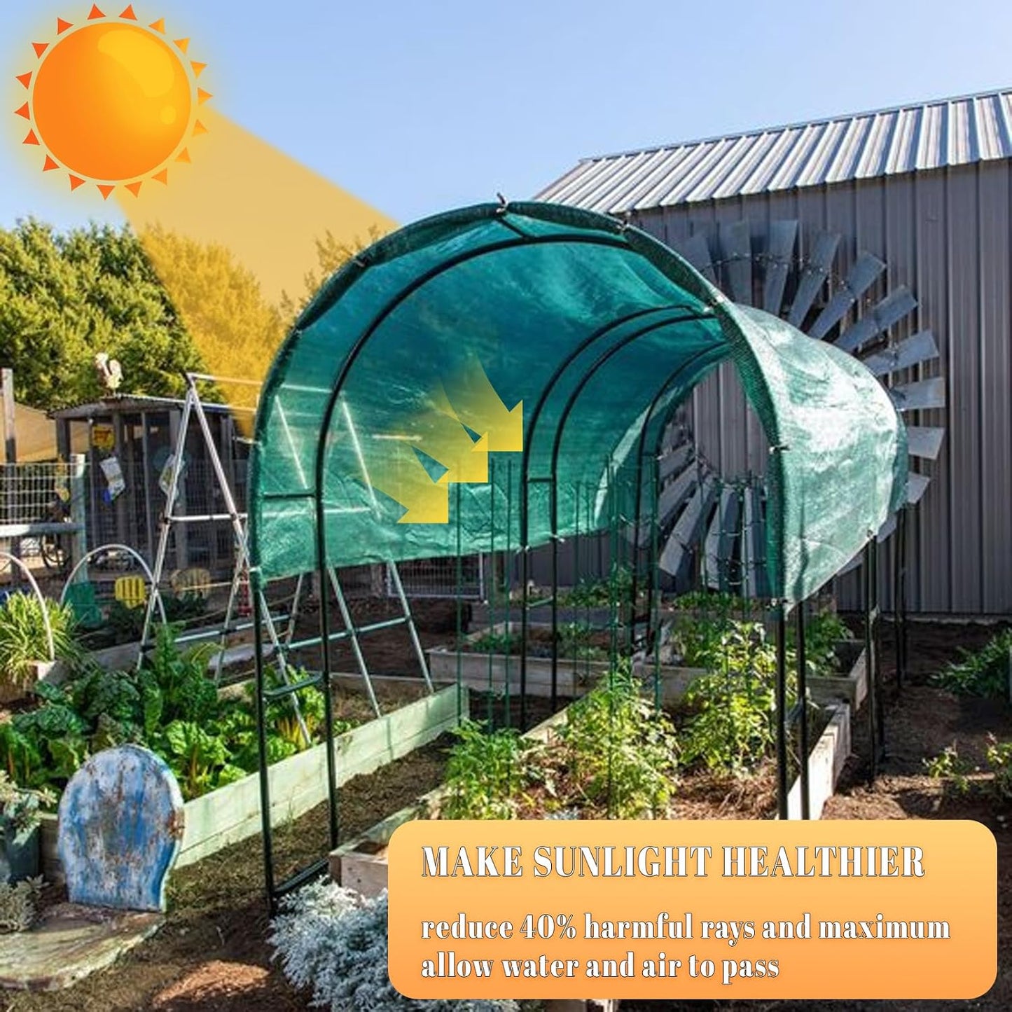 Cool Area 40% 6.5x10ft Sunblock Shade Cloth Cover Mesh UV Resistant Net for Garden Flower Plant Greenhouse, Green