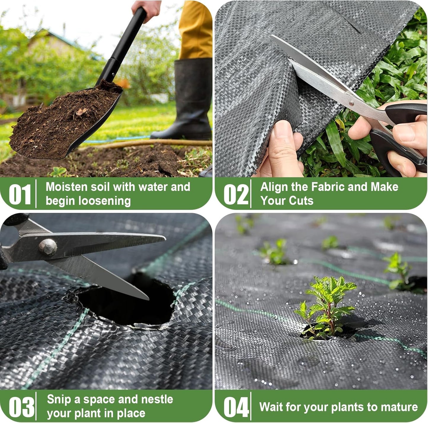 3FTx50FT Weed Barrier Fabric Heavy Duty, Gardening Landscape Fabric Cover Mat, Durable Weed Control Fabric for Garden Bed Cover, Landscaping, Commercial Driveway, Underlayment Use (3x50FT-3.2OZ)