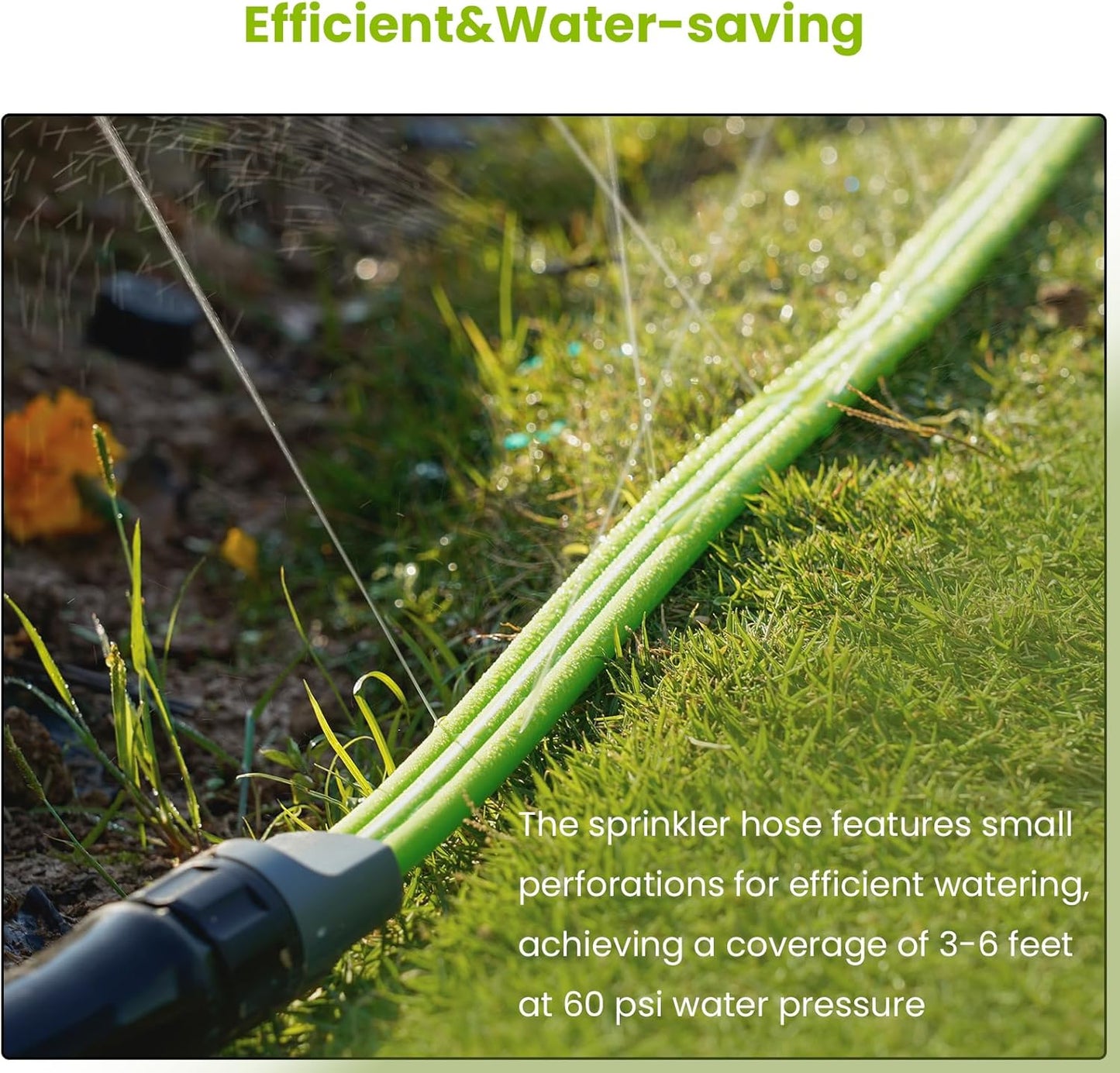 Sprinkler Soaker Hose 75FT, Watering Soaker Hose with Holes, High-Efficiency Sprinklers System for Garden and Lawn with Staples