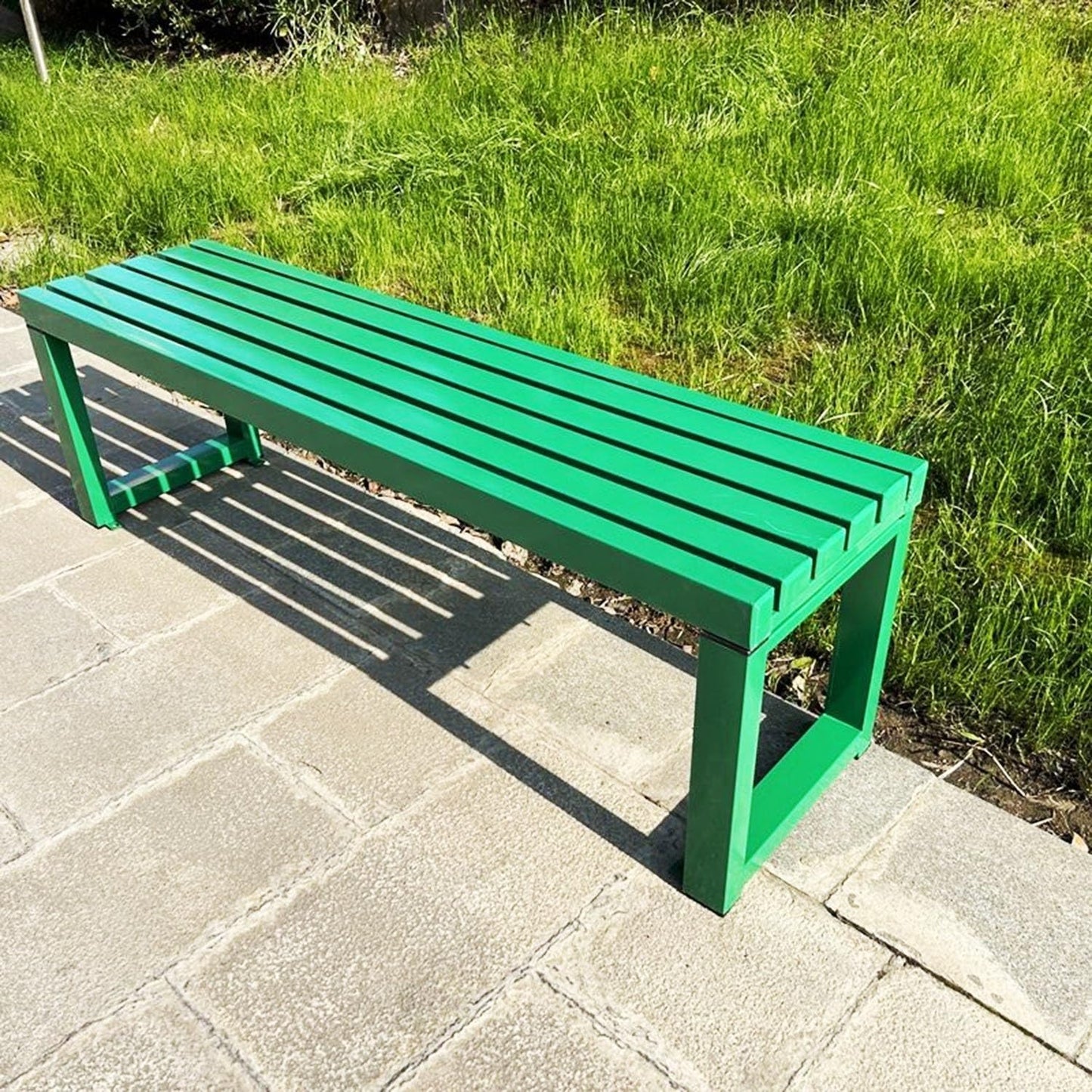 Weatherproof Metal Dining Bench, Outdoor Bench Backless Patio Bench 2-Person Farmhouse Bench Garden Bench for Kitchen, Living Room, Entryway(Green,5.9ft)