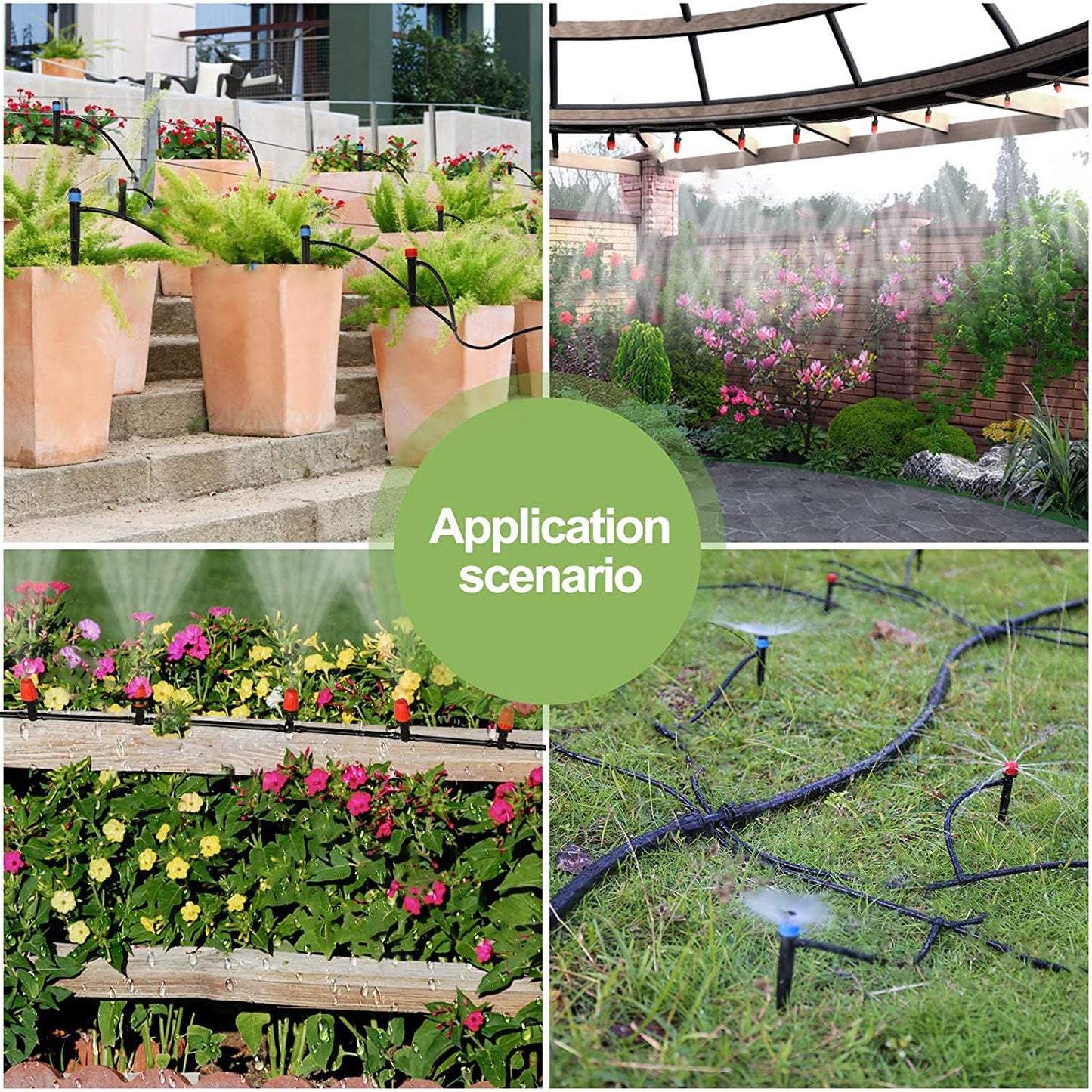 FAMILY'S BACKYARD 226FT Drip Irrigation System,Irrigation System for Garden Watering System,drip Irrigation kit1/2inch to 1/4inch Irrigation Tubing Hose Adjustable Nozzle Emitters Barbed Fittings