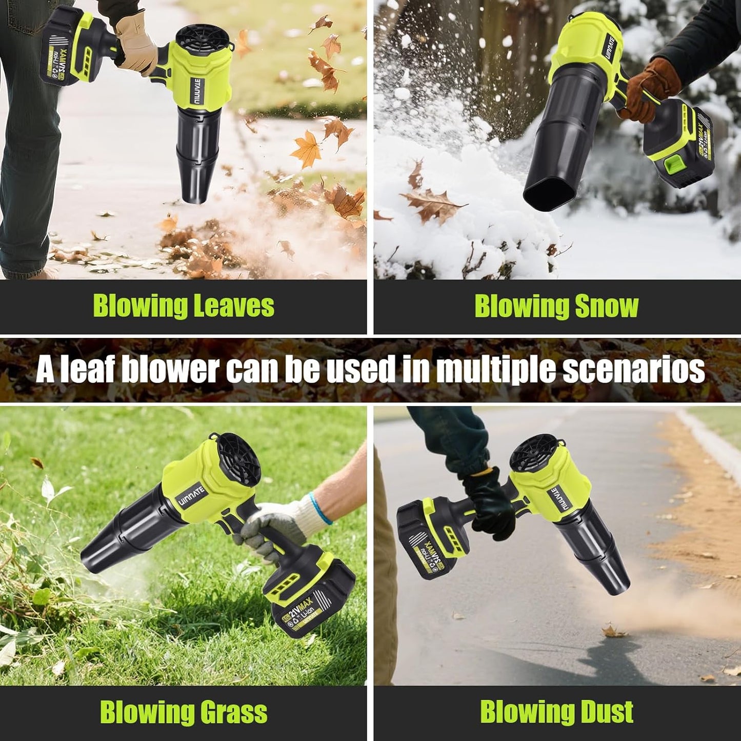 Leaf Blower Cordless with 2 Battery and Charger, Electric Blowers for Lawn Care & Garden, 21V 4000mAh Battery Powered Leave Blowers, Lightweight Handheld Blower for Patio, Car, Dust, Driveway