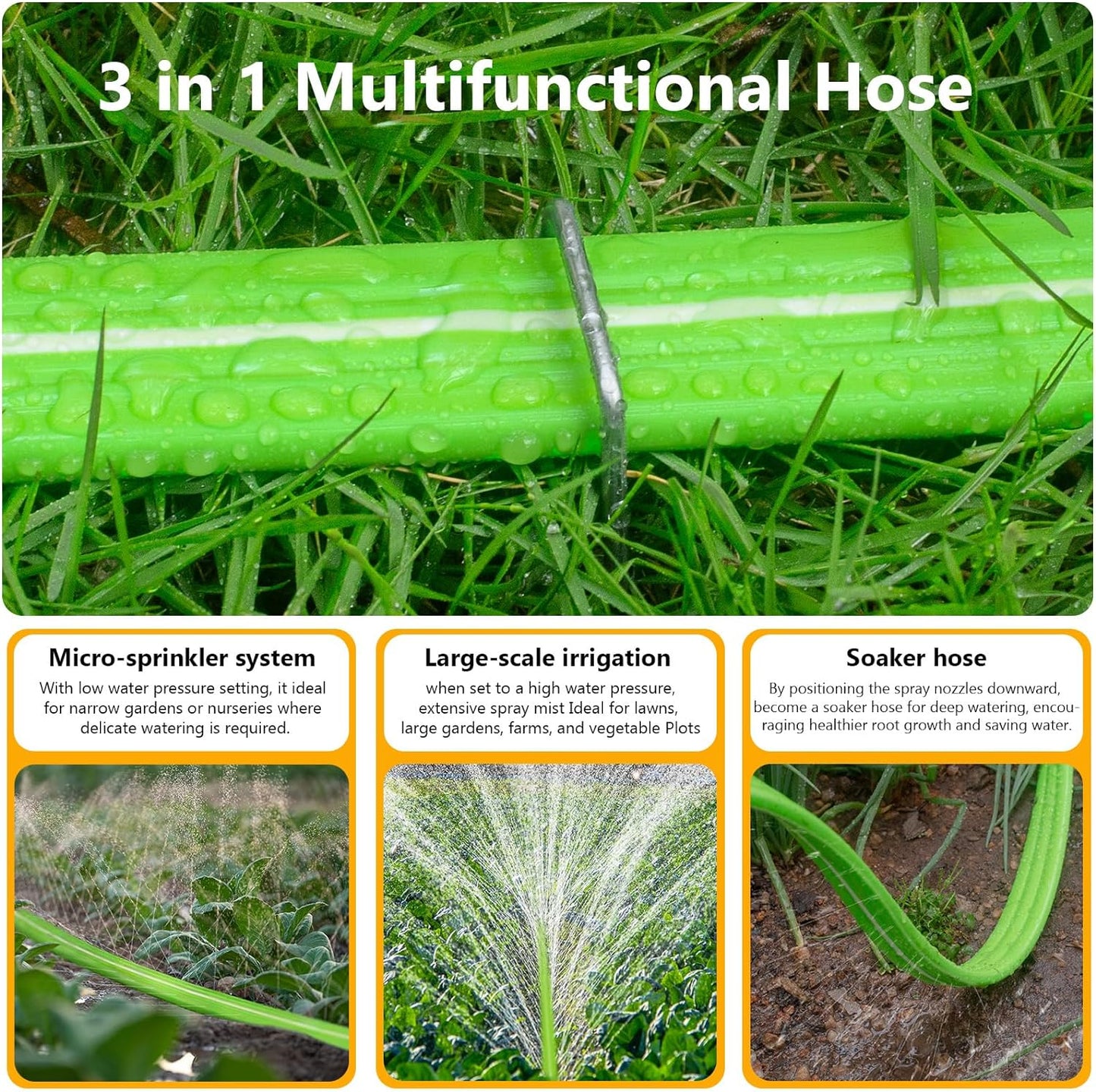 LAVEVE Sprinkler Soaker Hose for Yard 50 FT, Heavy Duty Garden Water Hoses with Stakes, Sprinklers System for Lawn, Flexible Drip Irrigation Tubing