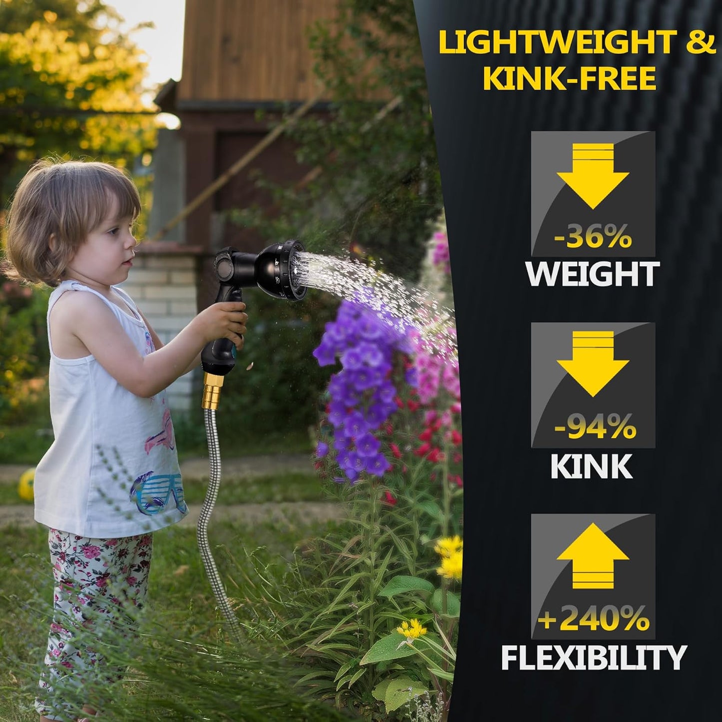 Metal Garden Hose 200 FT - Stainless Steel Garden Hose Leak-Proof with Layer Latex Core - 2025 Version/New Patented,Lightweight,Durable, Less-Kink Flexible Metal Water Hoses