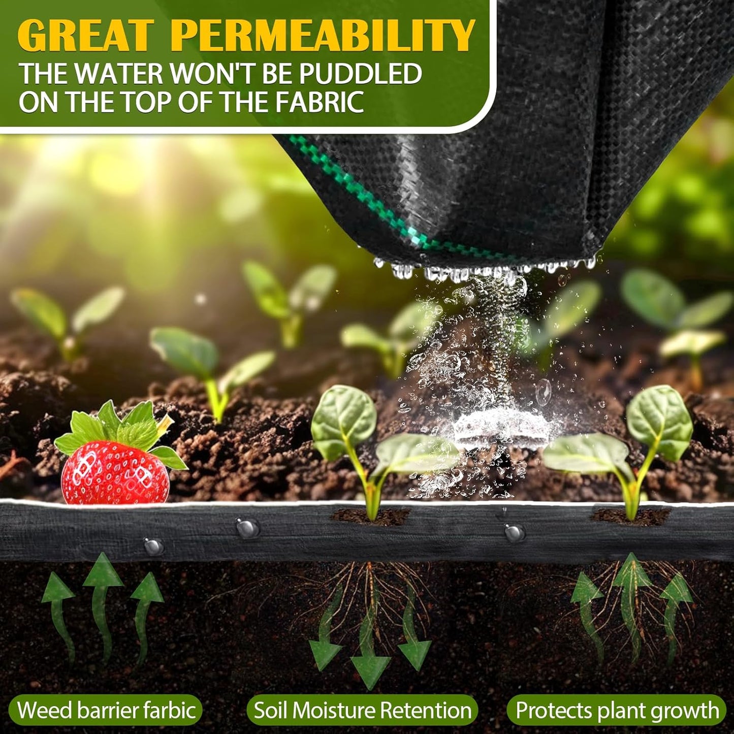 KAKO 3x300FT Weed Barrier Fabric Heavy Duty, Weed Barrier Landscape Fabric, Garden Weed Barrier Fabric, Garden Weed Barrier Fabric Weed Cloth for Garden Fabric, Landscaping Fabric, Driveway Fabric