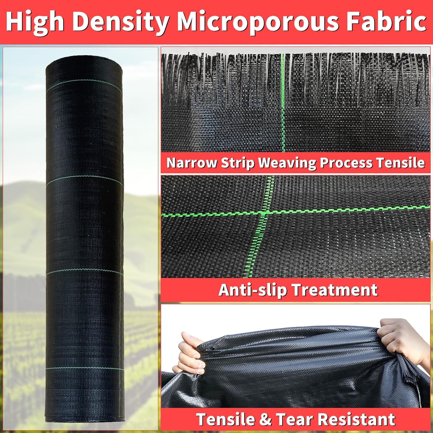 4ft x 300ft Landscape Fabric -Heavy Duty Weed Barrier Fabric for Landscaping, Weed Blocker Cloth,Geotextile Fabric for Garden, Driveway & Ground Cover, Garden Weed Mats,Grid Design