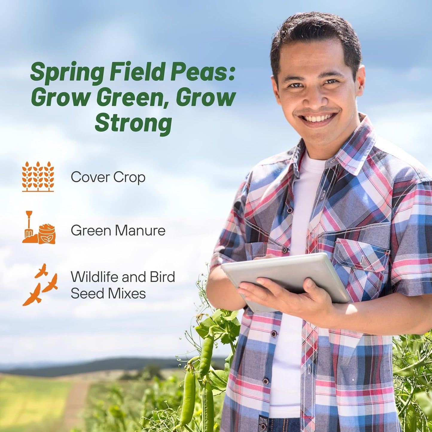 Outsidepride Dundale Spring Field Peas Seeds - 20 lbs. Annual, High-Protein Legume & Cover Crop Seeds for Forage, Food Plot, Gardens & Pastures - Ideal for Improving Soil Health, & Erosion Control